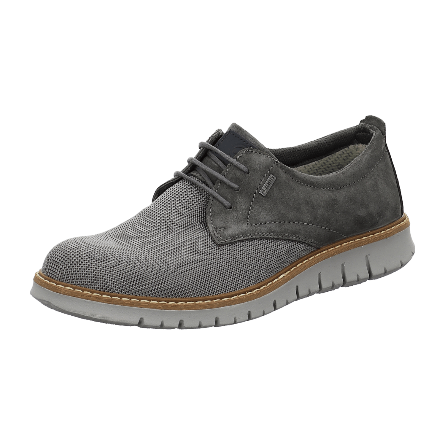 ARA Men's Comfort Lace-Up Boat Shoes in Grey Faux Leather with Leather Lining