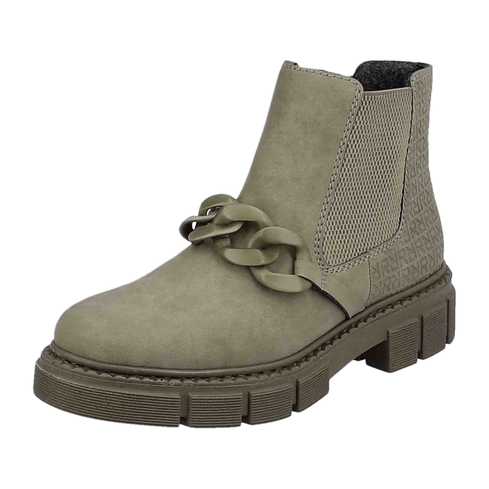 Rieker Women's Green Boots with Zipper and Elastic, Synthetic Upper