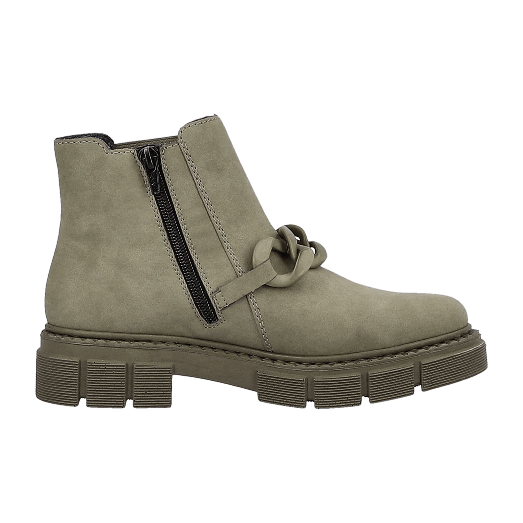 Rieker Women's Green Boots with Zipper and Elastic, Synthetic Upper