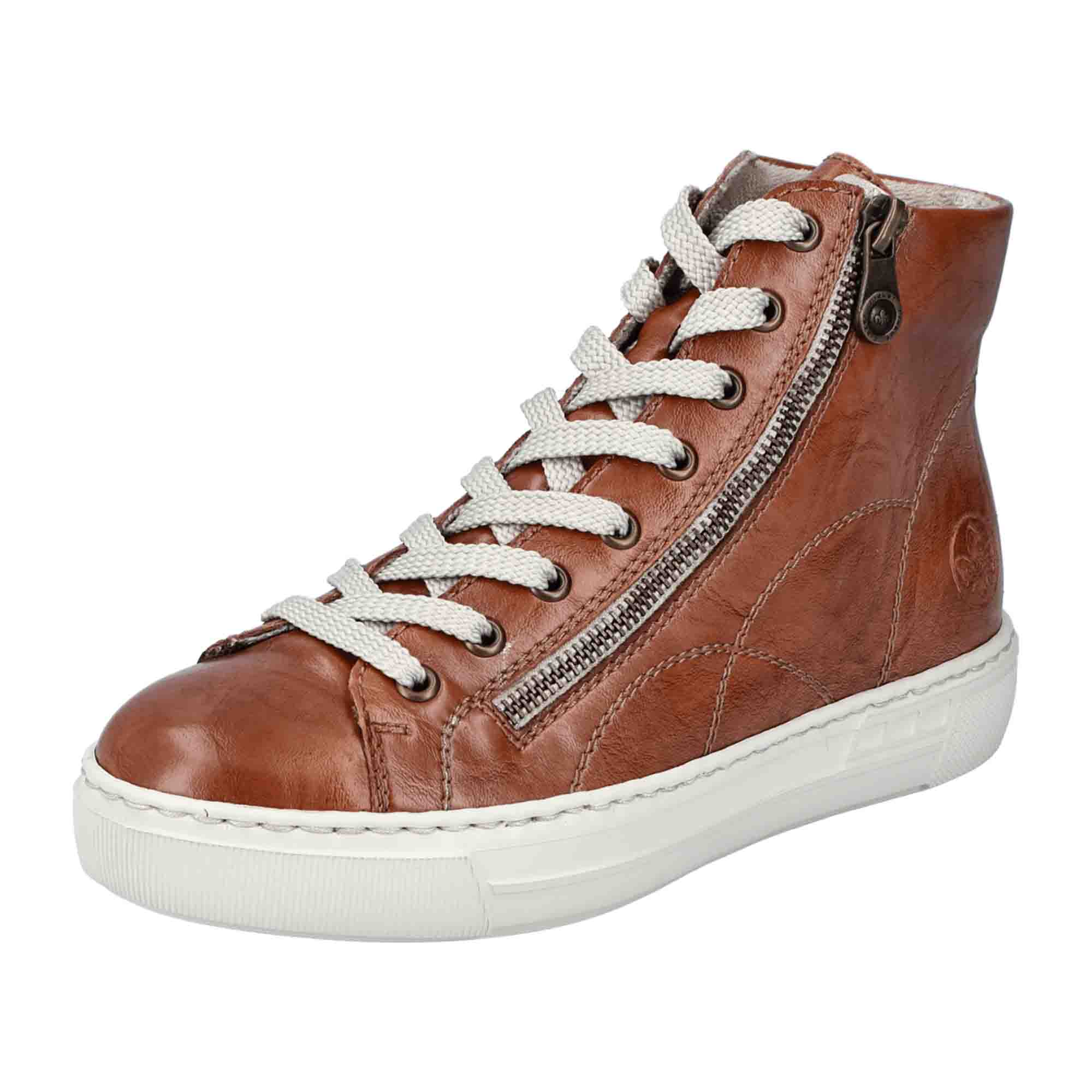 Rieker HWK Women's Brown Boots with Removable Insole and Zip Closure