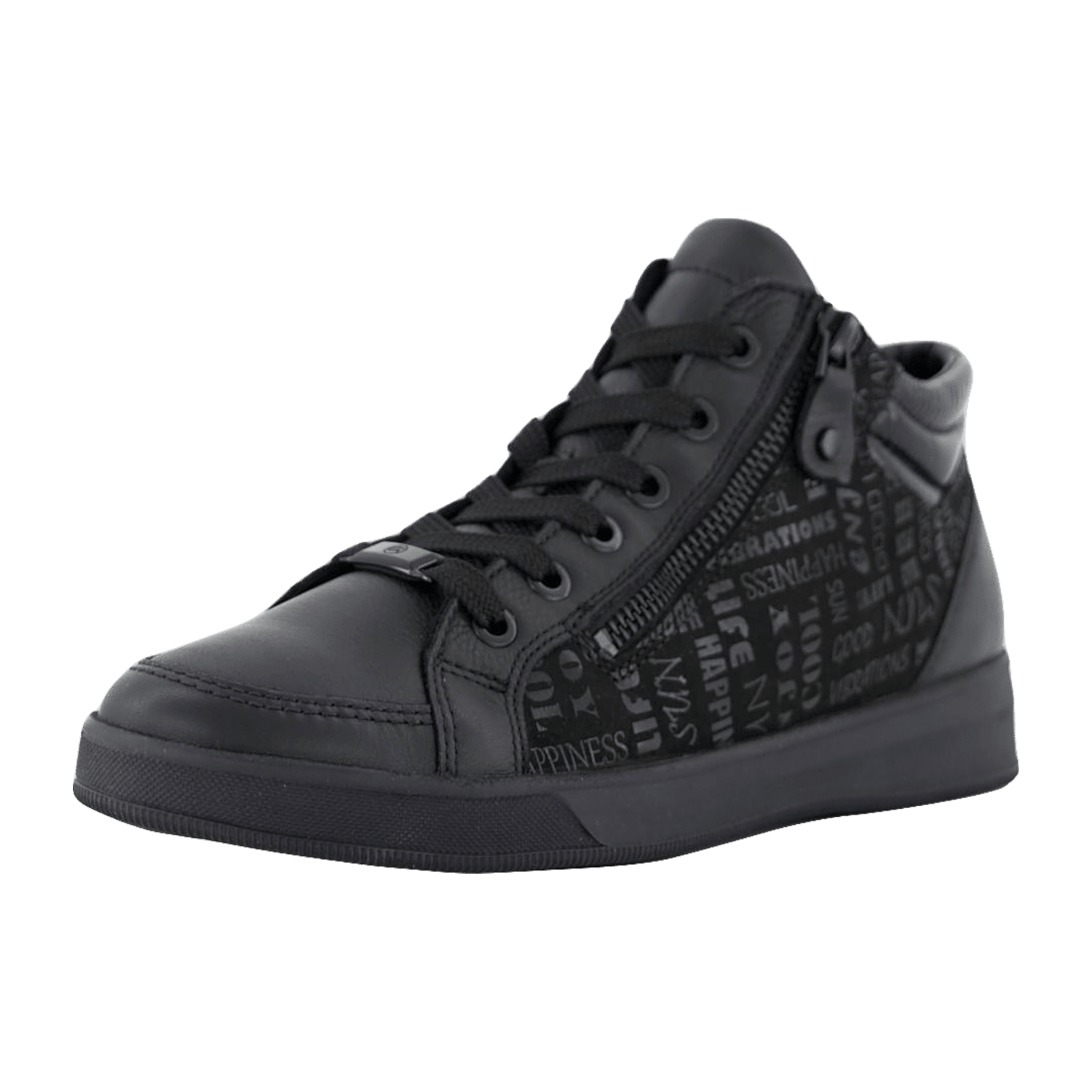 ARA Women's Sneakers in Smooth Leather with Lace-Up Closure in Black