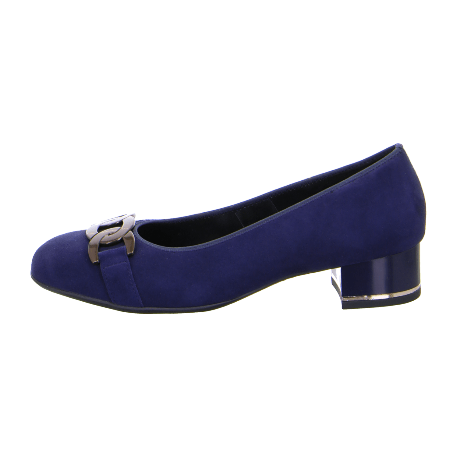 ARA GRAZ Women's Pumps in Blue Velvet Leather with Round Toe and Leather Lining