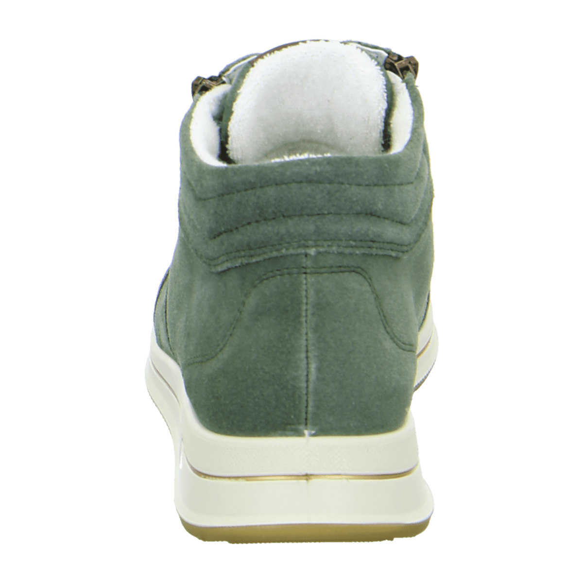 ARA OSAKA Women's Velour Leather Sneakers with Lace-Up Closure and Round Toe in Green