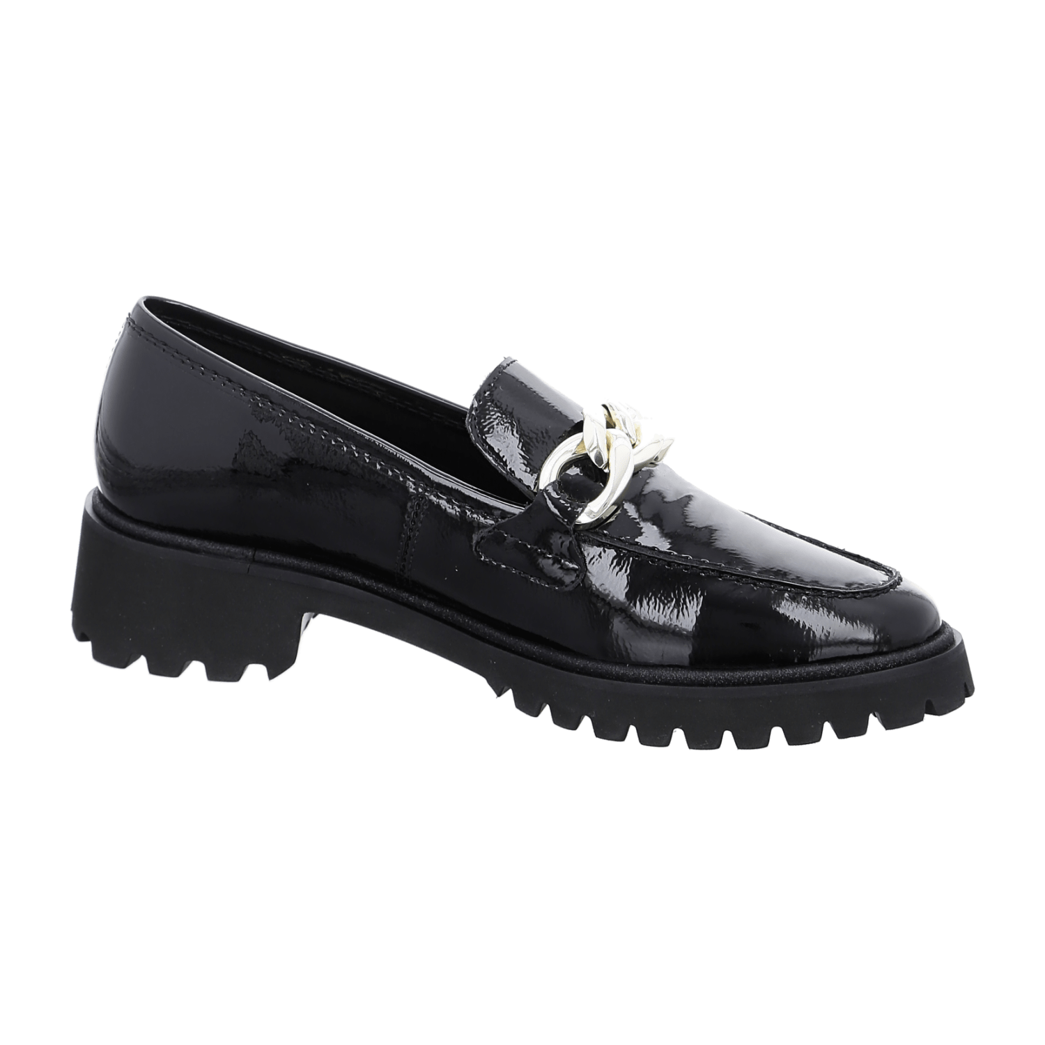 ARA Kent Slipper for Women in Black Patent Leather with Round Toe and Leather Lining