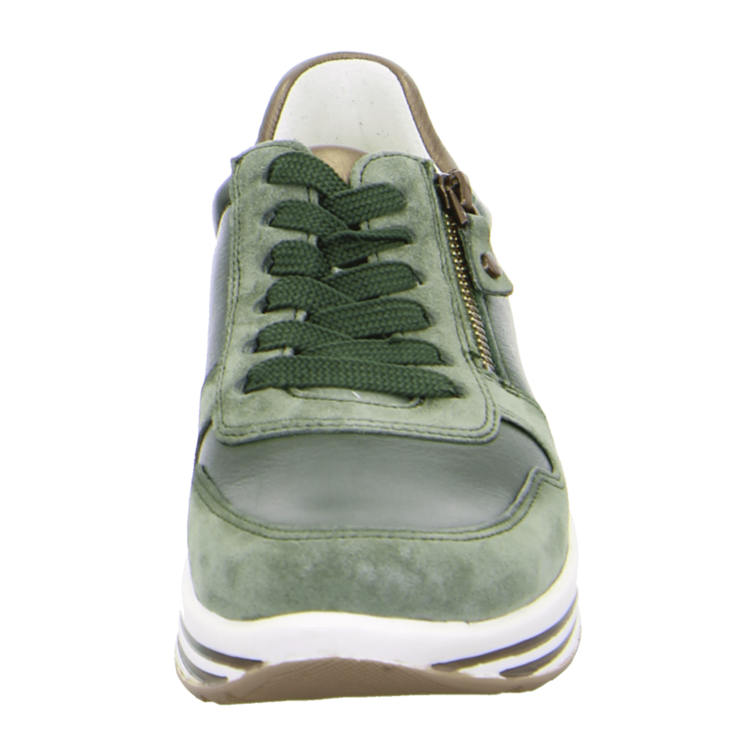 ARA SAPPORO Women's Sneakers in Green, made from smooth leather with textile lining and polyurethane sole. Pull-on design with a rounded toe.