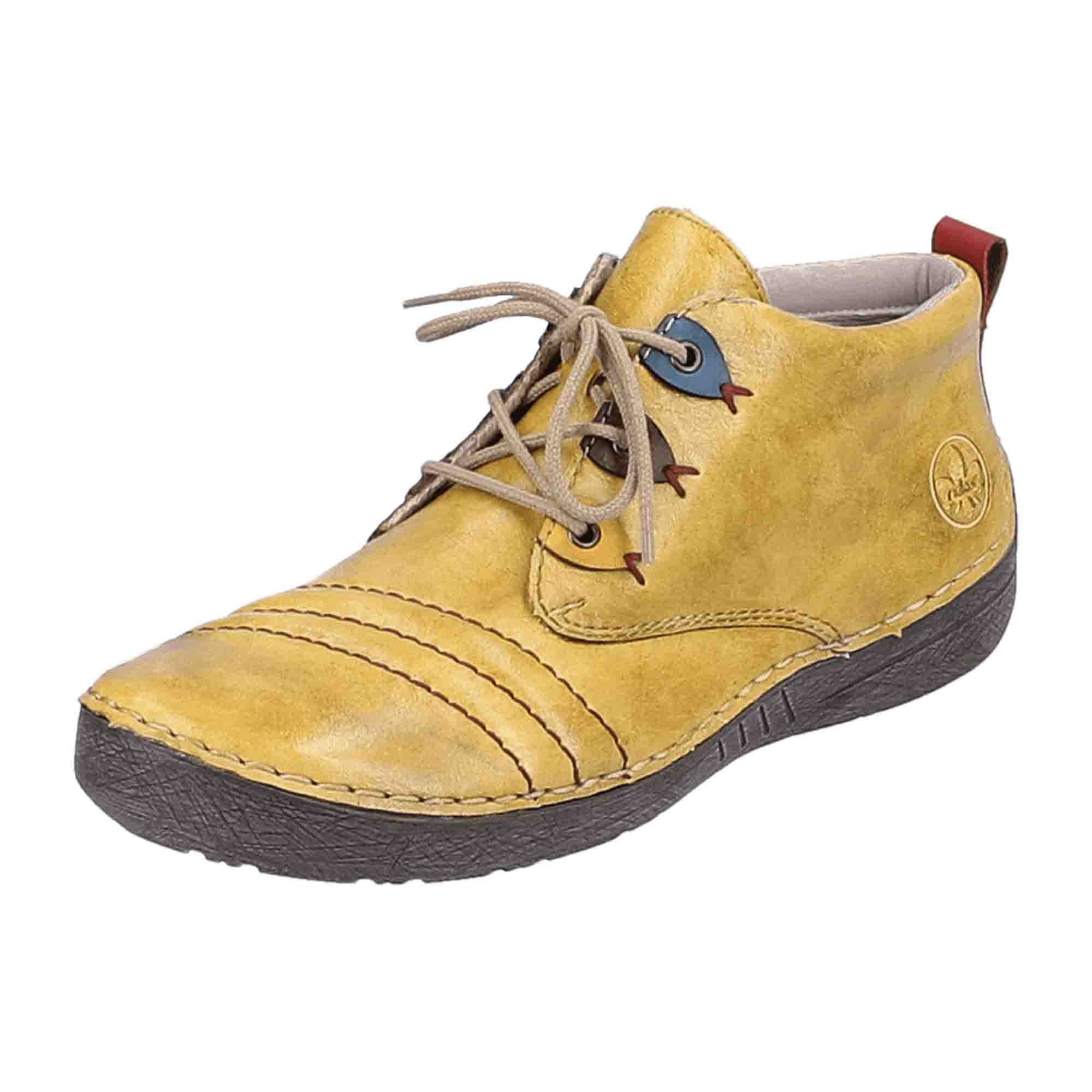 Rieker HWK Women's Yellow Boots Lace-Up Faux Leather Textile Lining