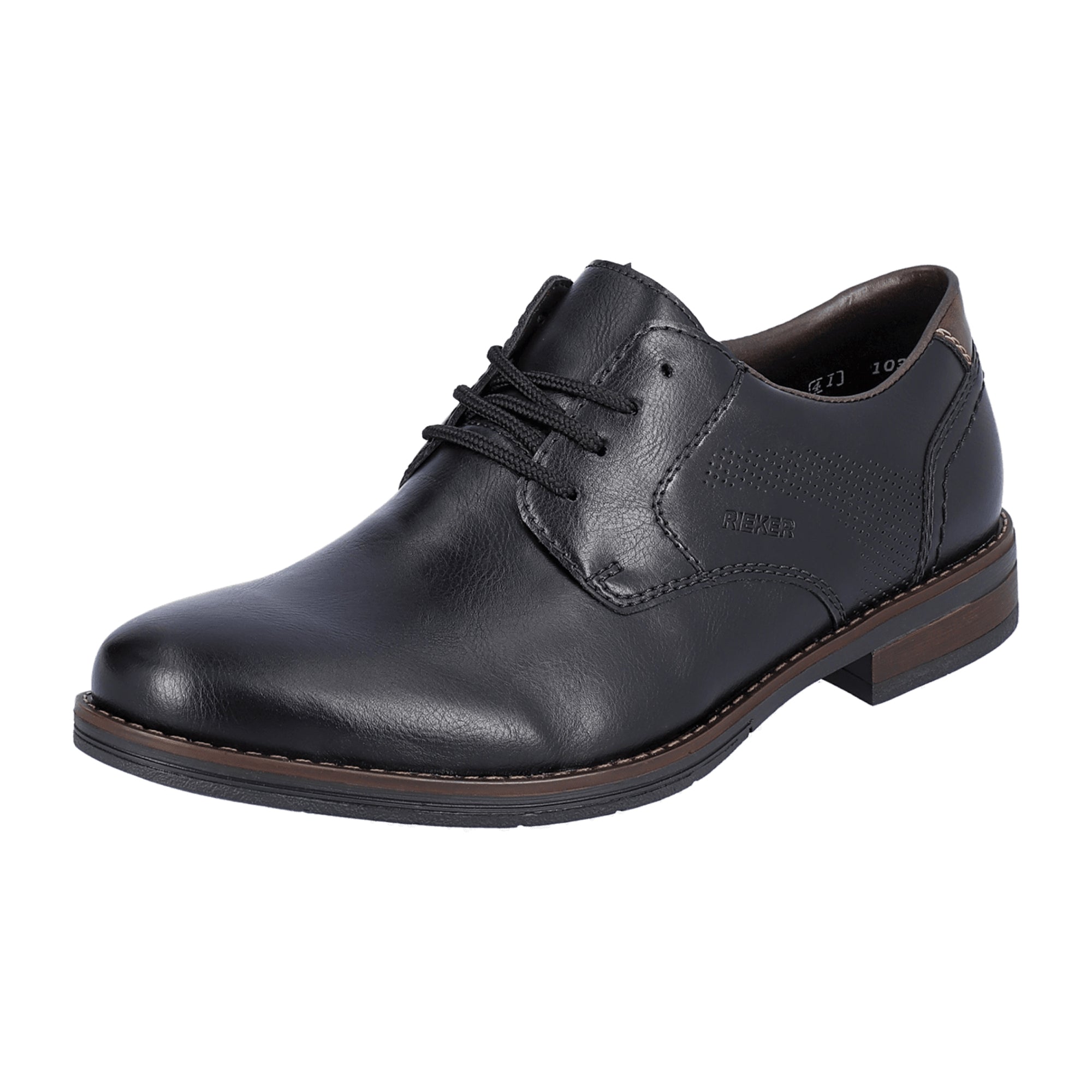 Rieker Black Men's Lace-Up Shoes with Soft Leather Insole and Flexible Sole