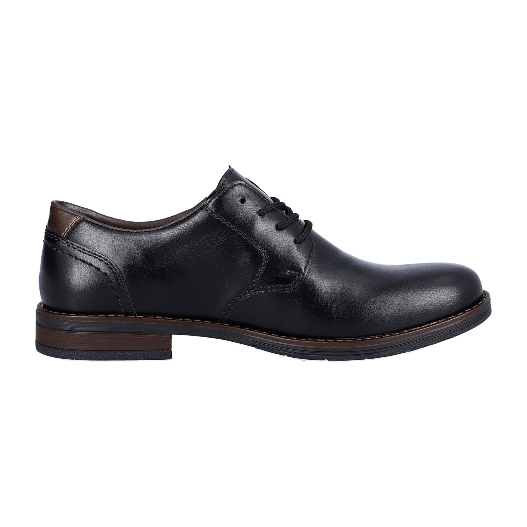 Rieker Black Men's Lace-Up Shoes with Soft Leather Insole and Flexible Sole