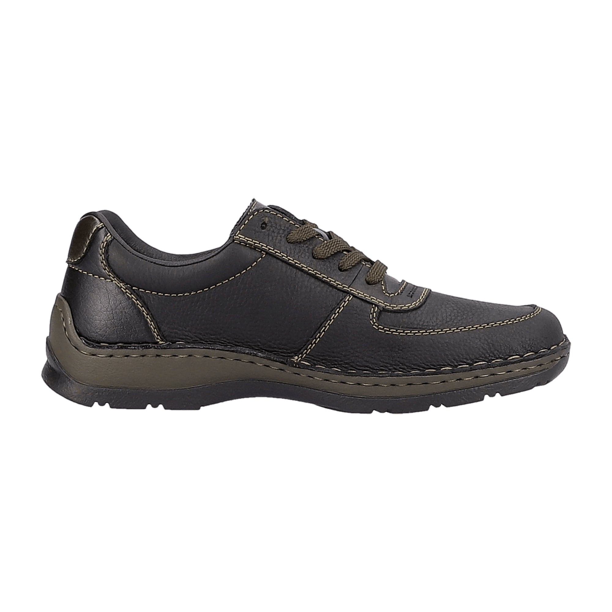 Rieker HWK Men's Black Leather Casual Shoes with Removable Insole - Bartel-Shop