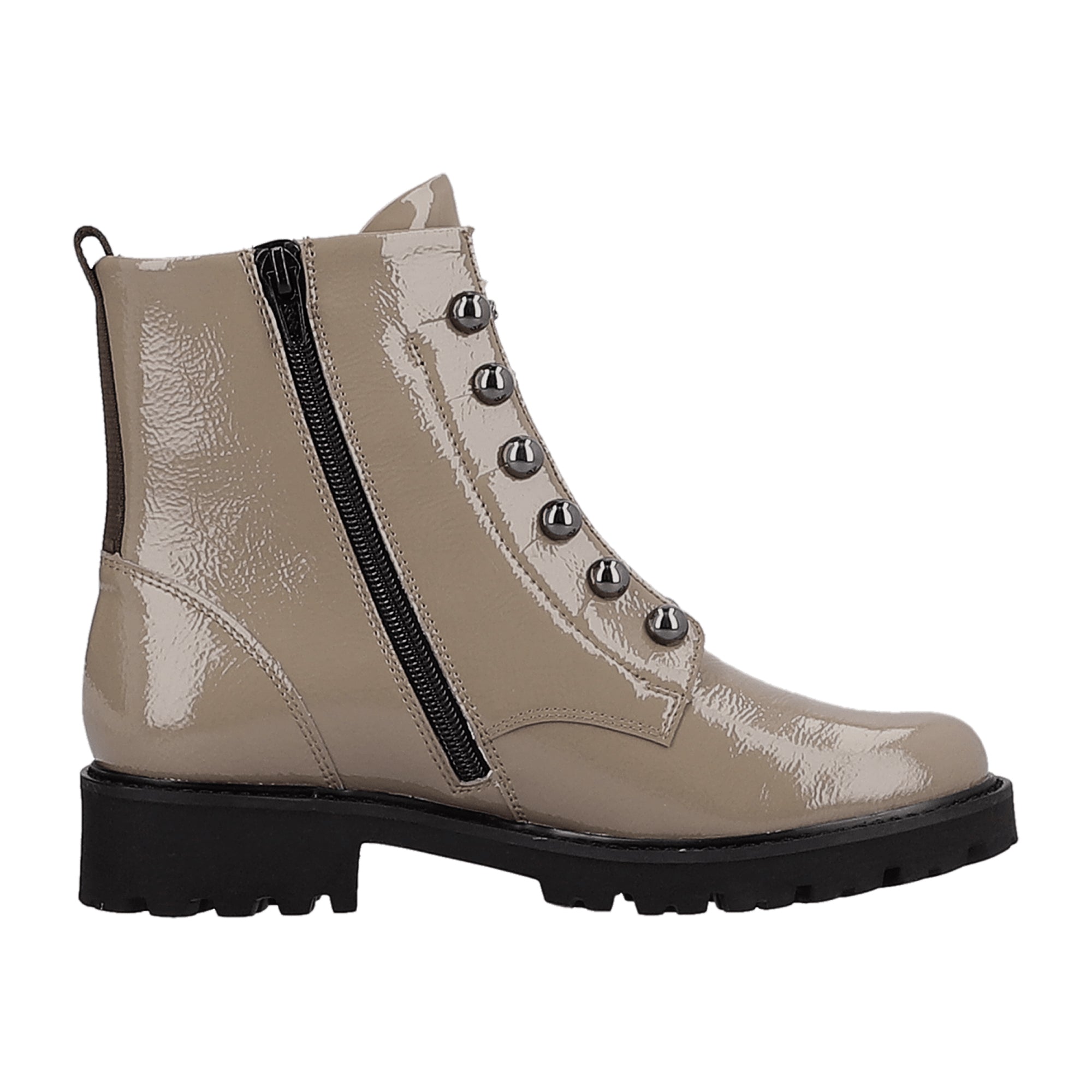 Remonte Beige Women's Ankle Boots with Chain Detail, Zip and Lace-Up - Bartel-Shop