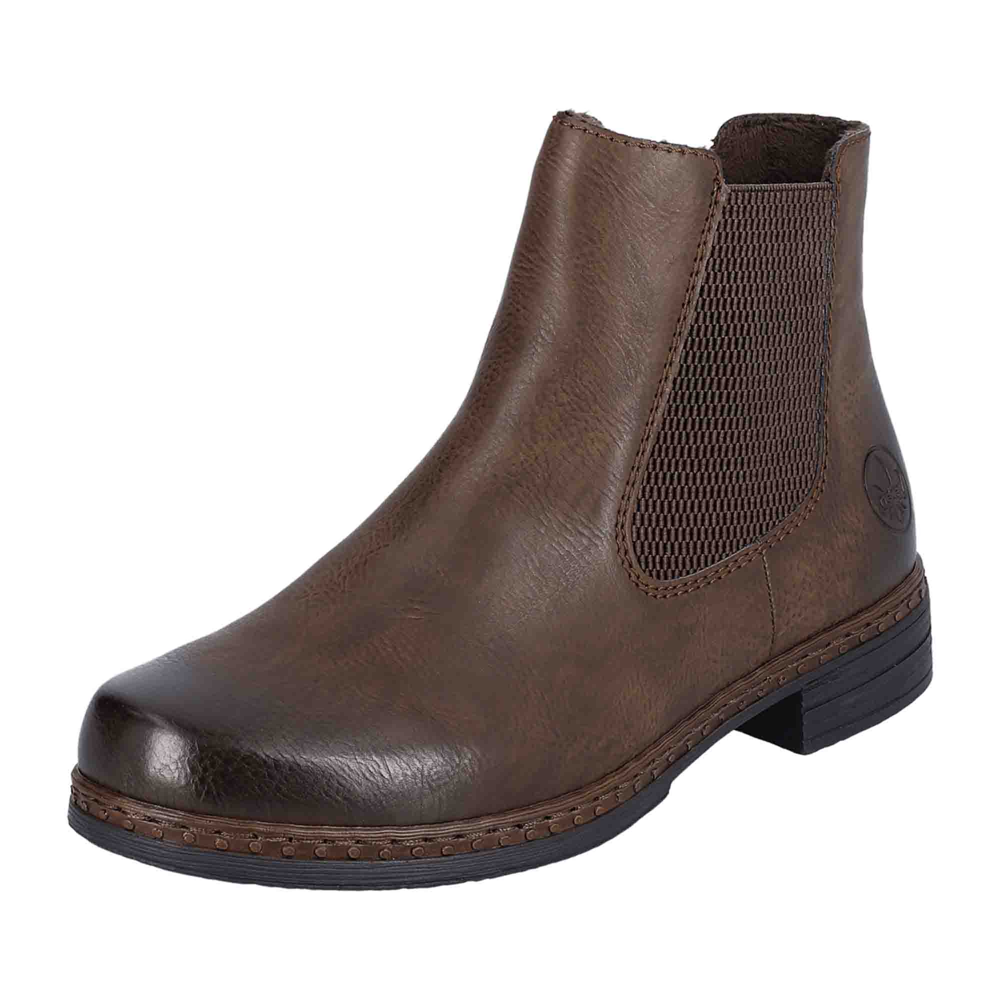 Rieker Women's Brown Boots with Block Heel and Zipper for Fall Winter - Bartel-Shop