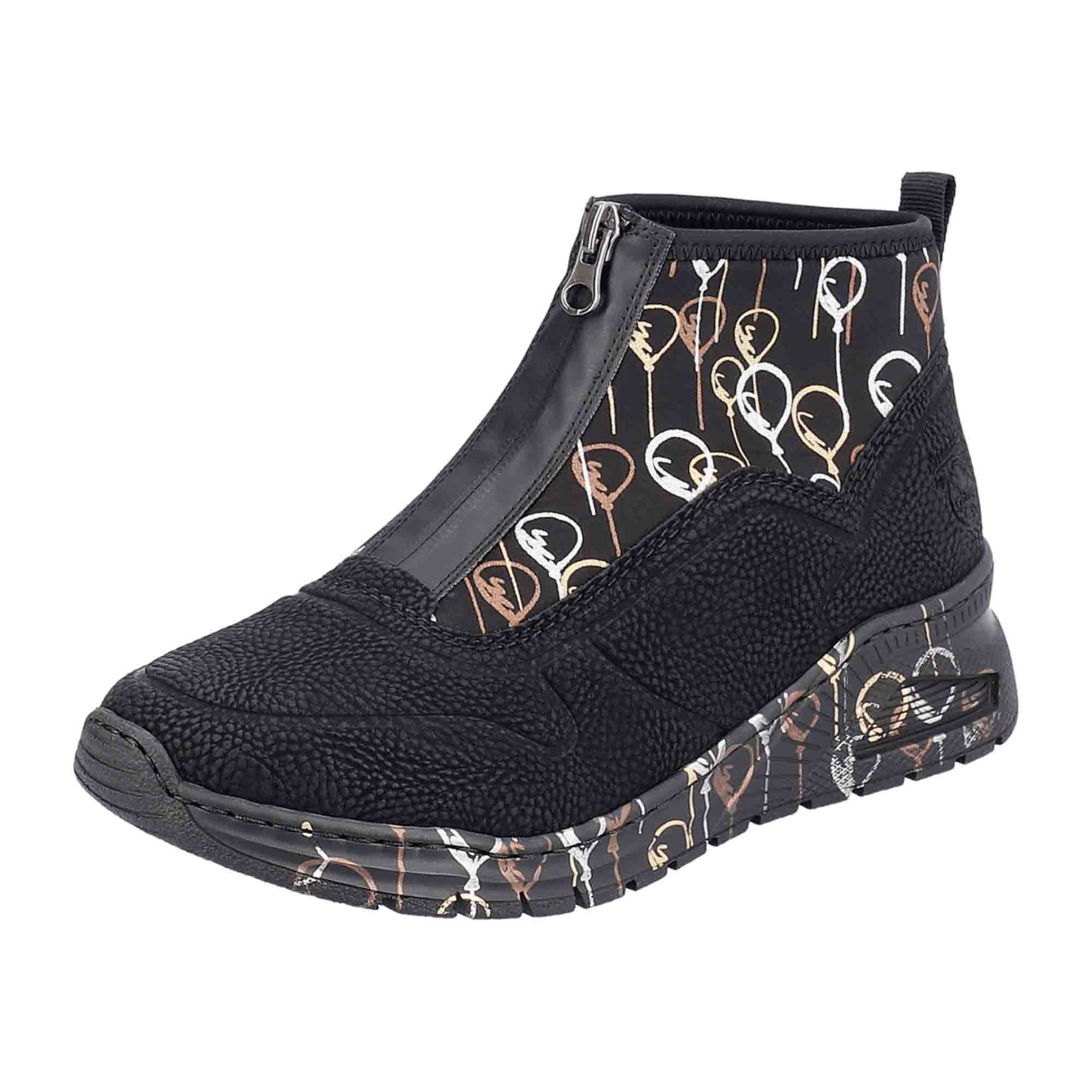 Rieker HWK Women's Black Boots with Wedge Heel and Zip Closure - Bartel-Shop