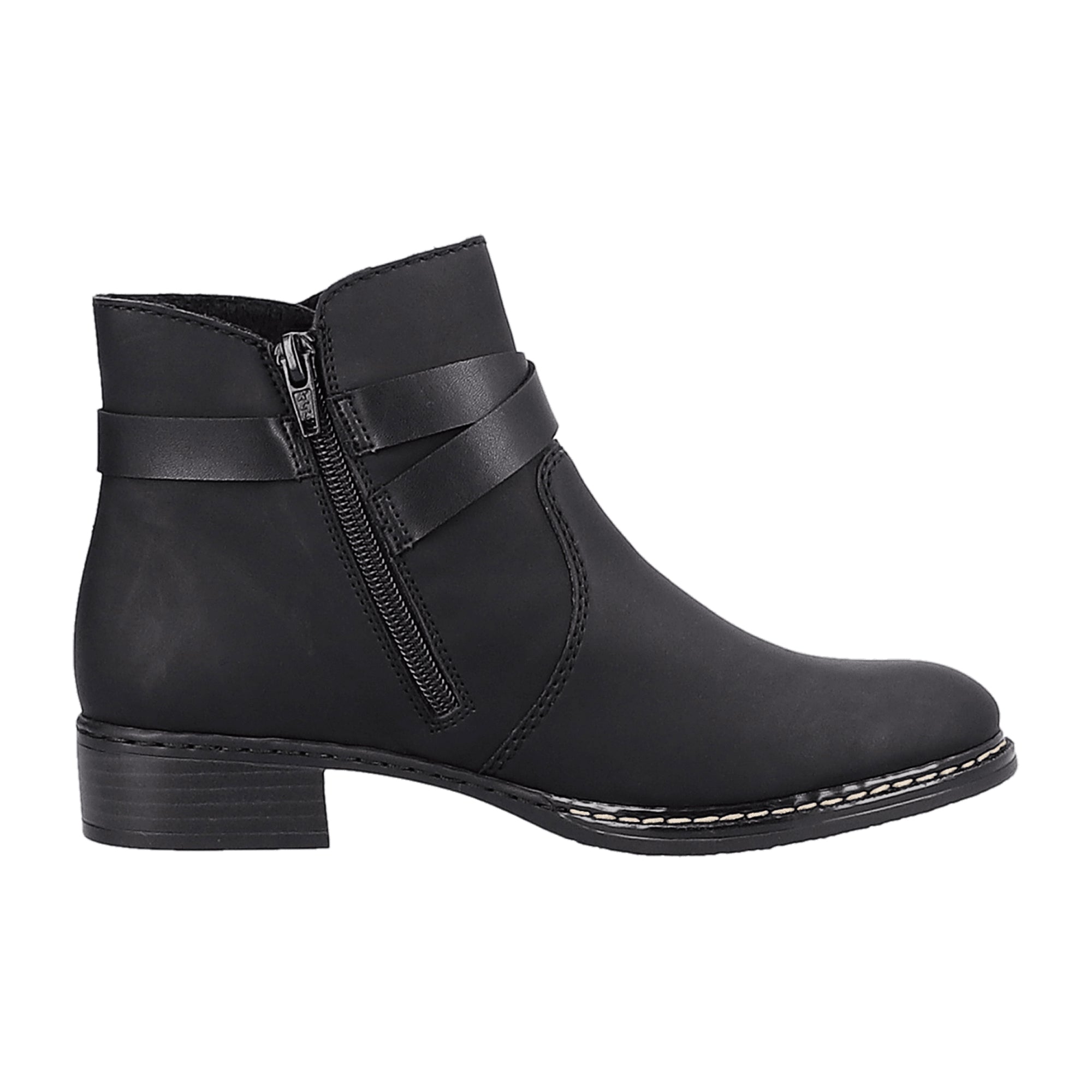 Rieker HWK Women's Black Boots with Block Heel and Round Toe