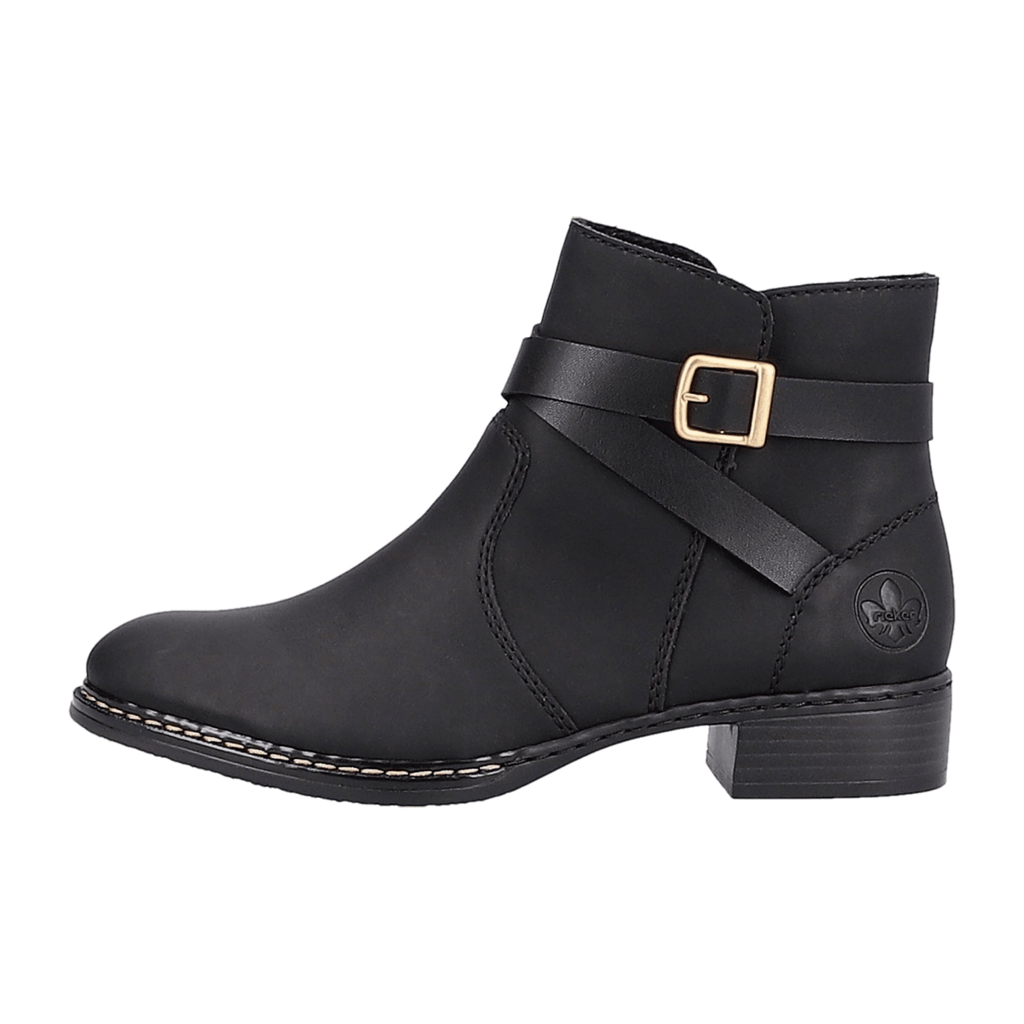 Rieker HWK Women's Black Boots with Block Heel and Round Toe