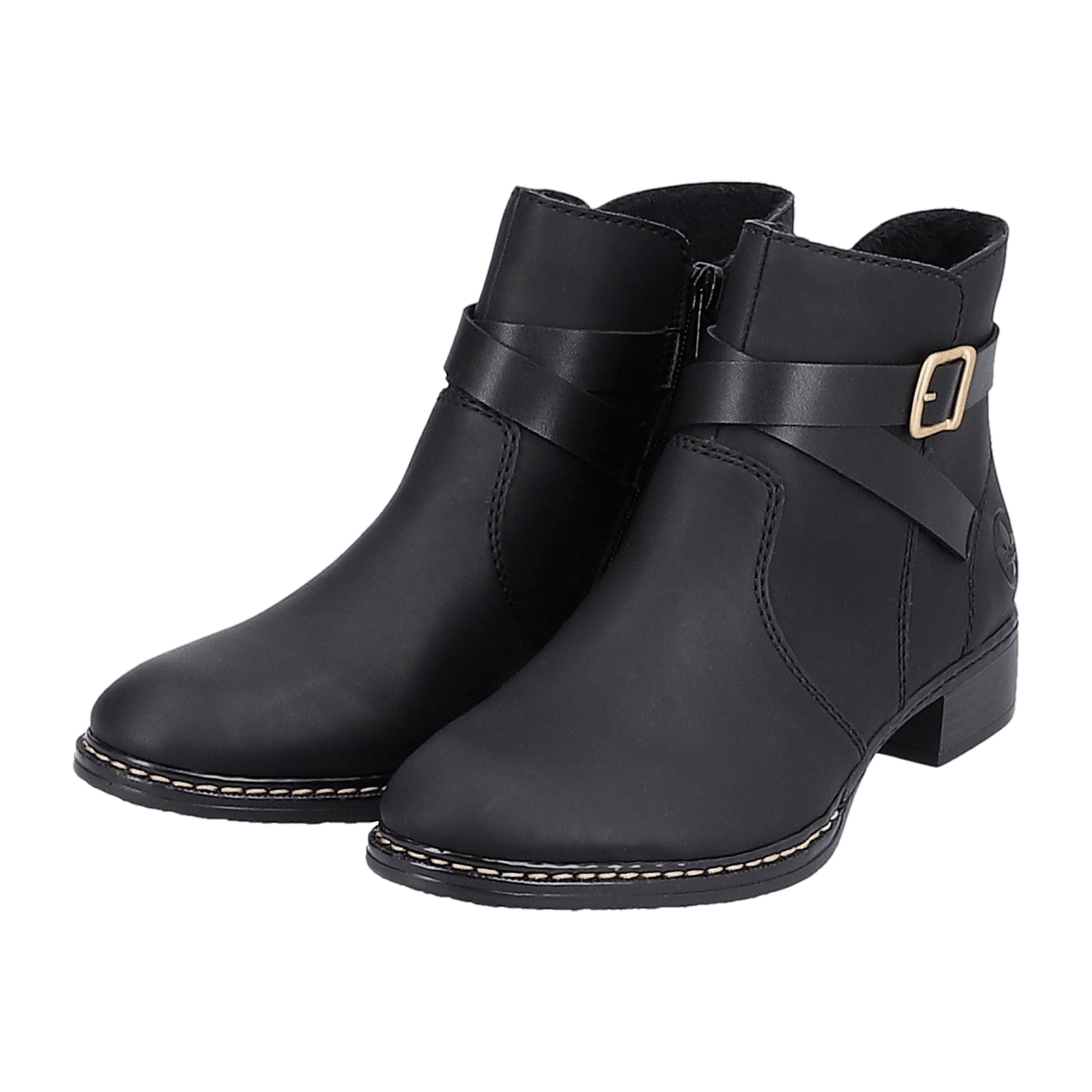 Rieker HWK Women's Black Boots with Block Heel and Round Toe