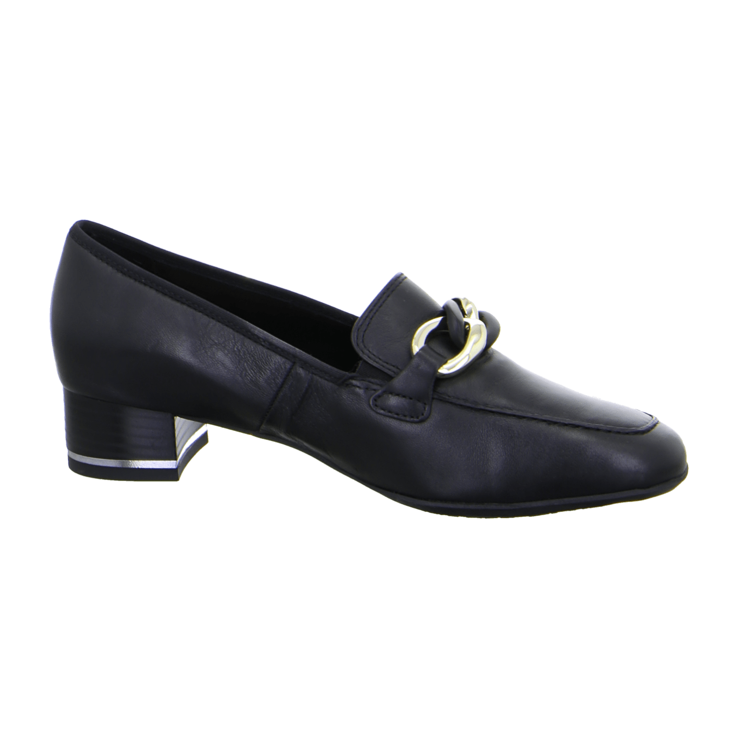 ARA Graz 40mm H-Heel Pumps for Women in Black Smooth Leather with Round Toe and Leather Lining