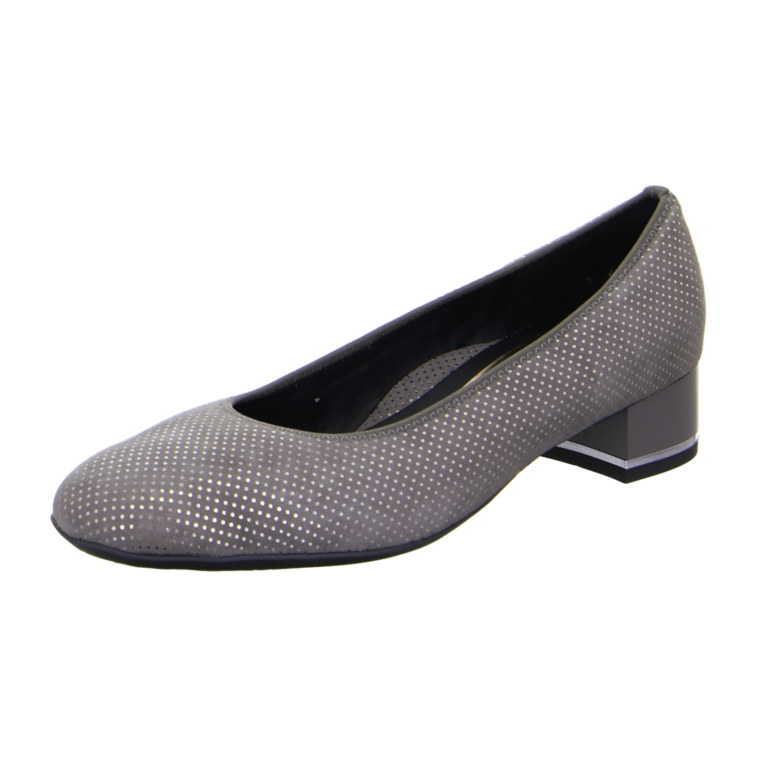 ARA GRAZ Women's Velour Leather Pumps in Grey, Pull-On Style with Round Toe and Leather Lining