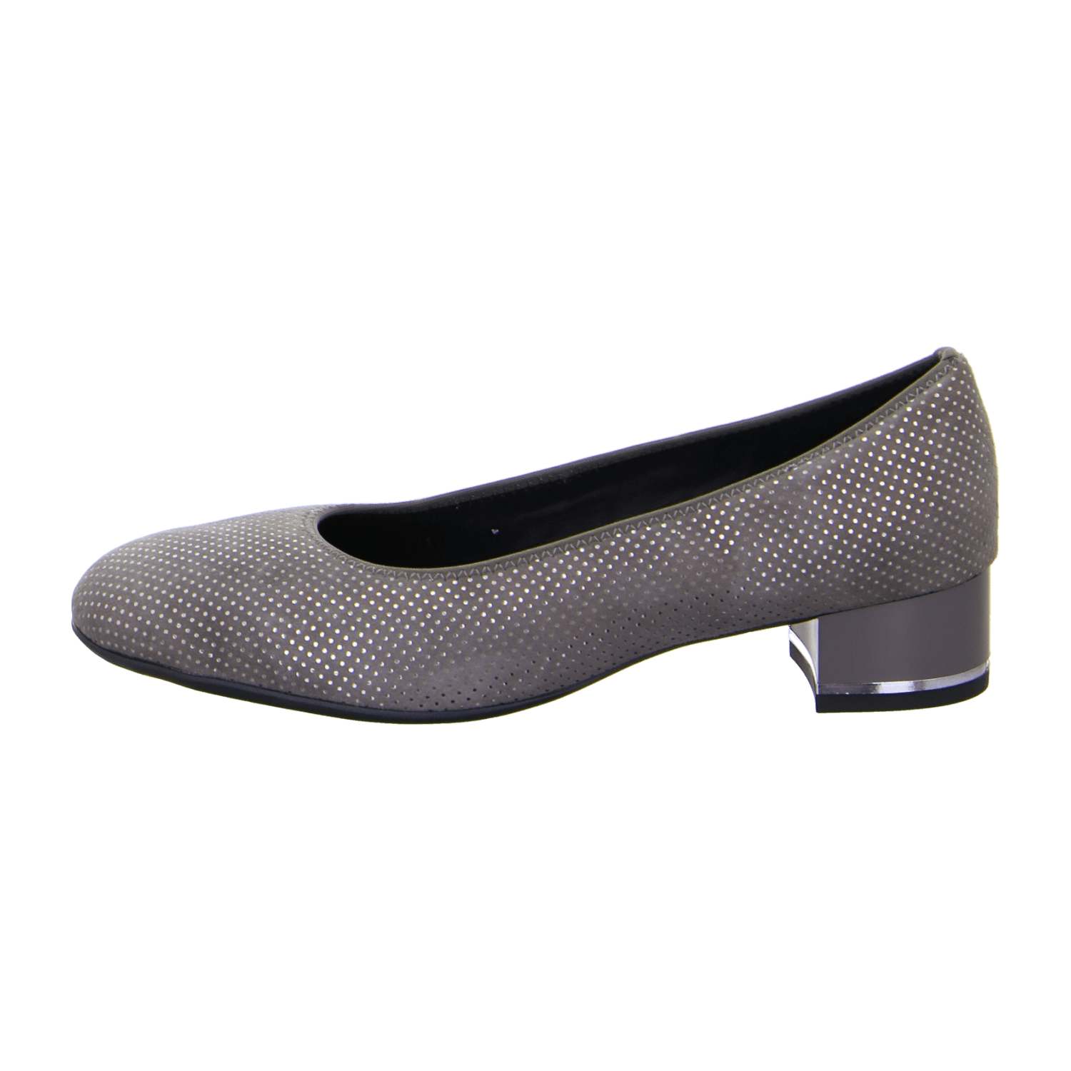 ARA GRAZ Women's Velour Leather Pumps in Grey, Pull-On Style with Round Toe and Leather Lining