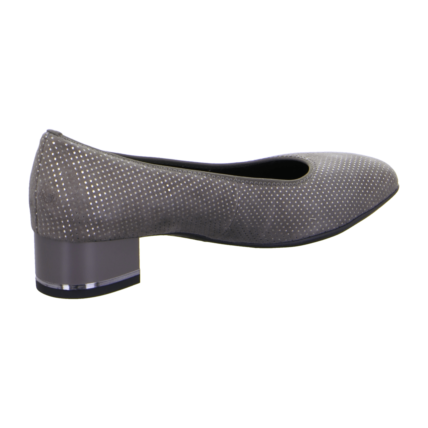 ARA GRAZ Women's Velour Leather Pumps in Grey, Pull-On Style with Round Toe and Leather Lining