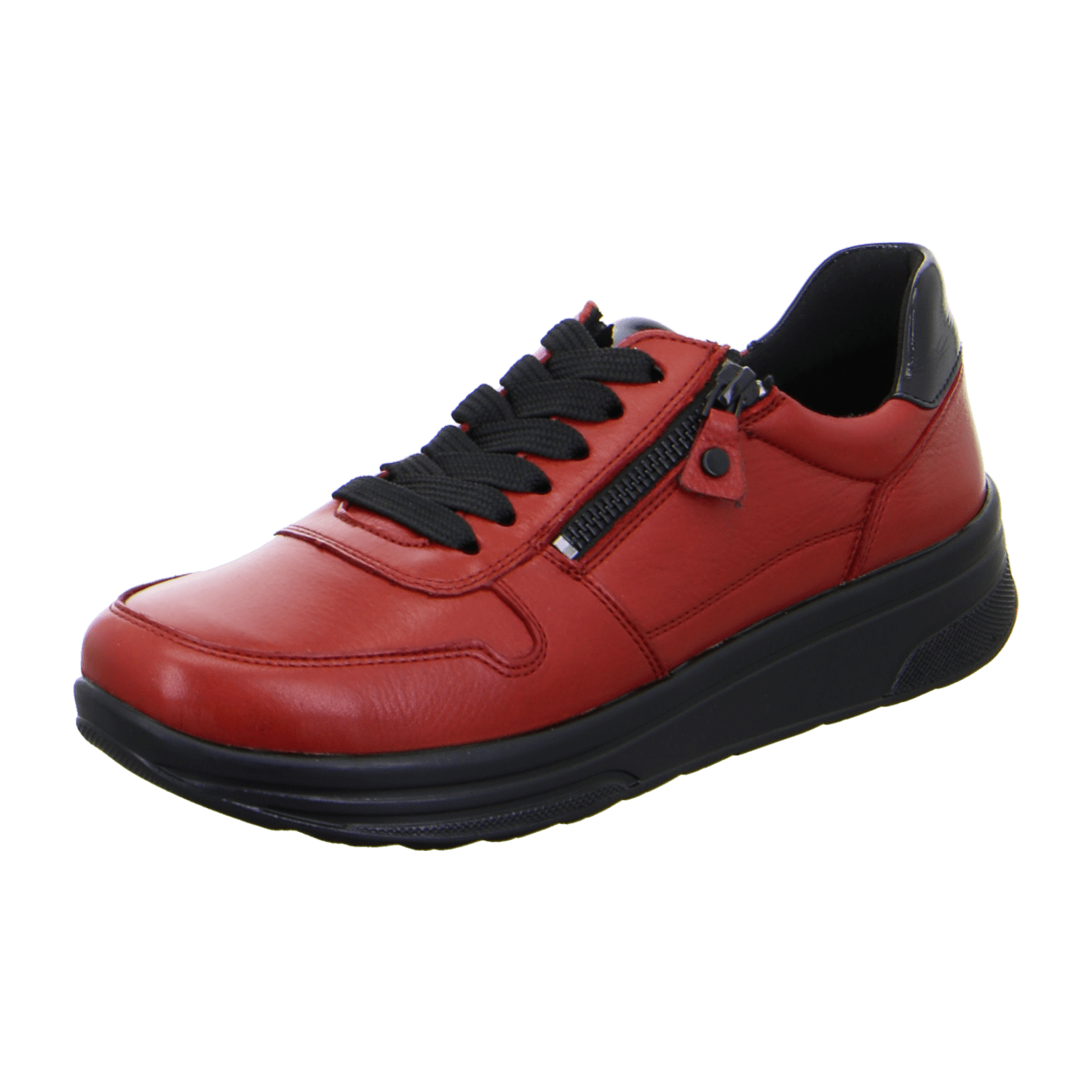 ARA SAPPORO Women's Sneakers in Red Smooth Leather with Pull-On Closure and Round Toe