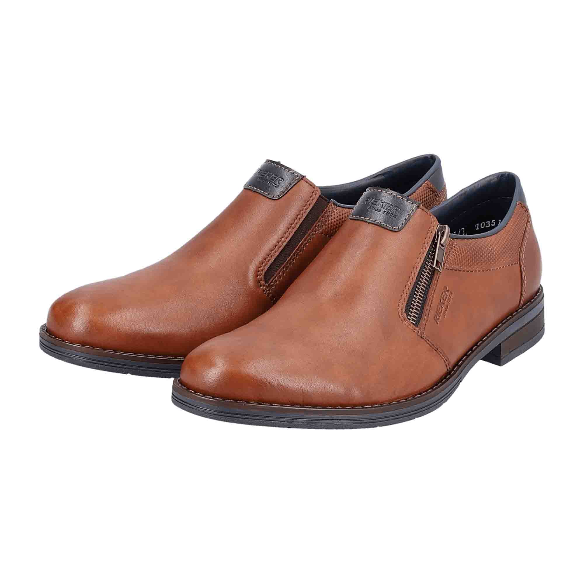 Rieker Brown Men's Slip-On Leather Shoes Comfortable Casual Footwear