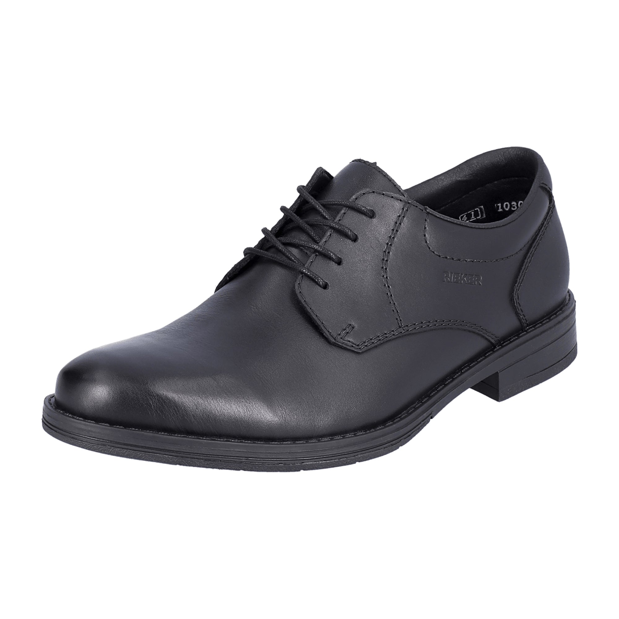 Rieker 10304 Men's Black Leather Shoes with Lace-Up Closure