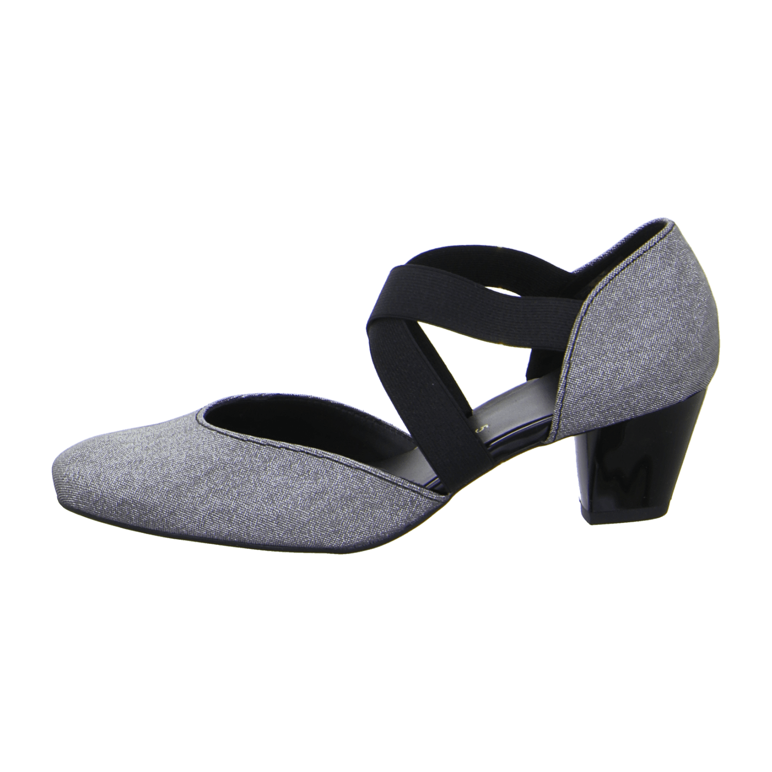 ARA Toulouse Women's D'Orsay Pumps Gray Glitter Leather Synthetic Pull-On Style Round Toe