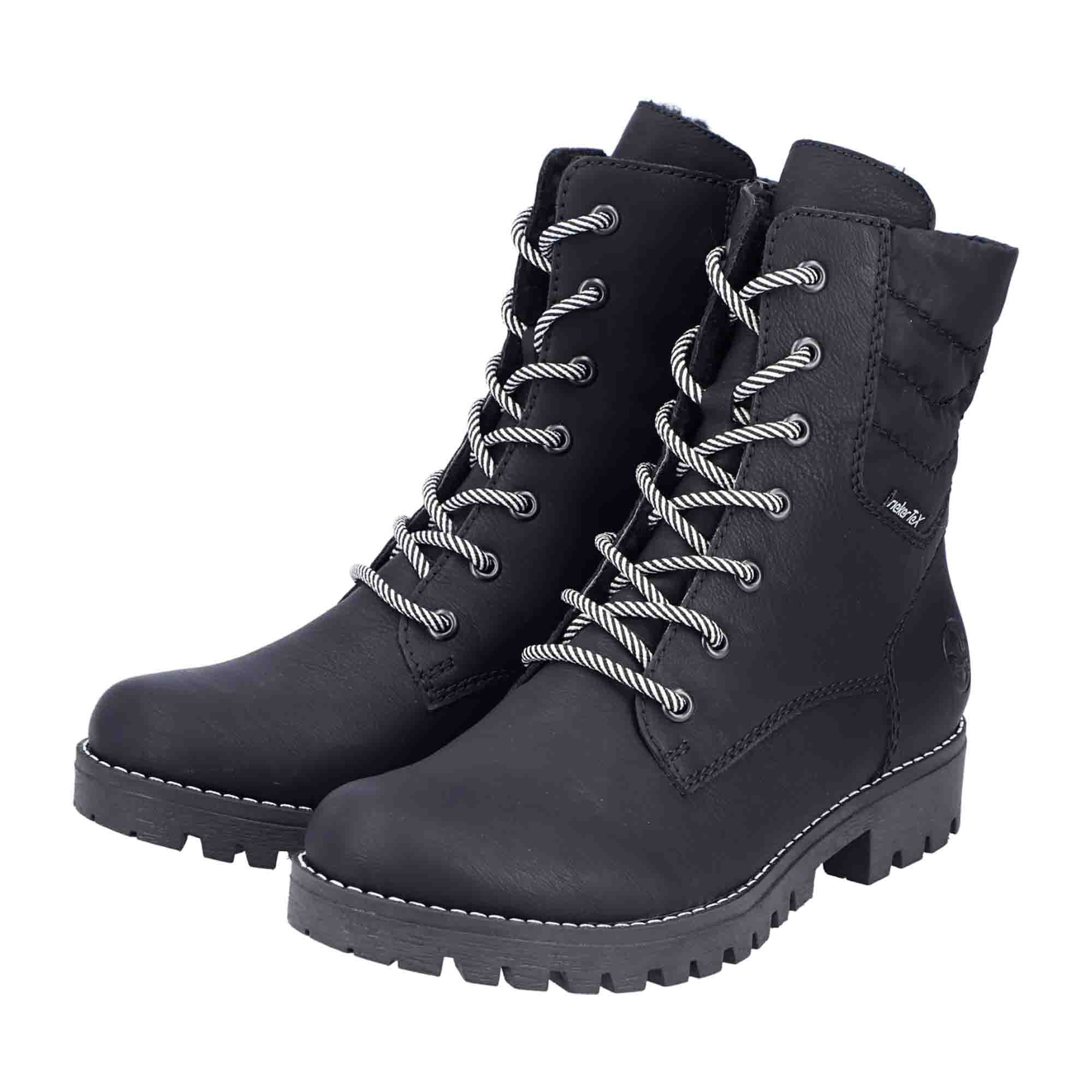 Rieker Black Women's Boots with Block Heel and Zipper for Fall/Winter