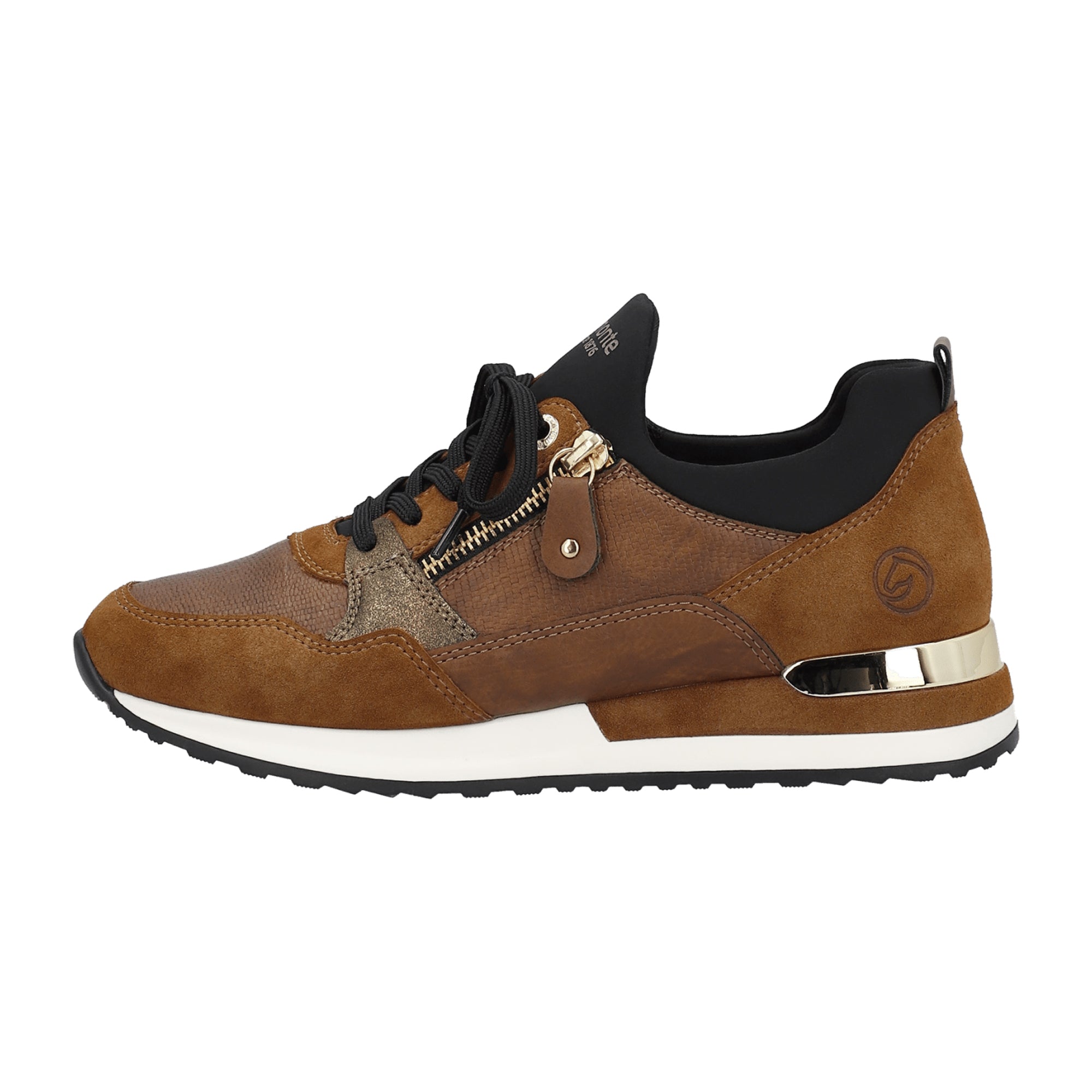 Remonte Women's Brown Lace-Up Shoes with Wedge Heel and Faux Leather Upper