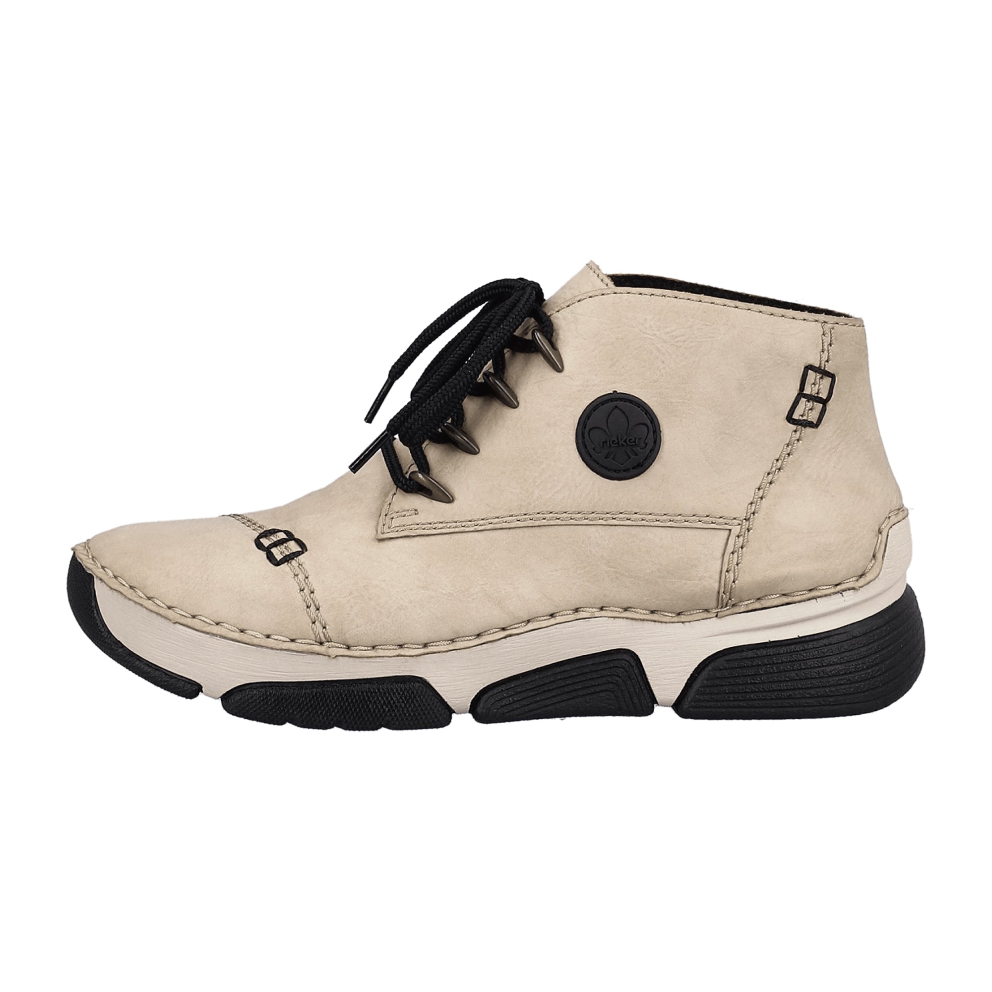 Rieker Beige Women's Boots Lace-Up Fall Winter Comfortable Faux Leather Warm Lined