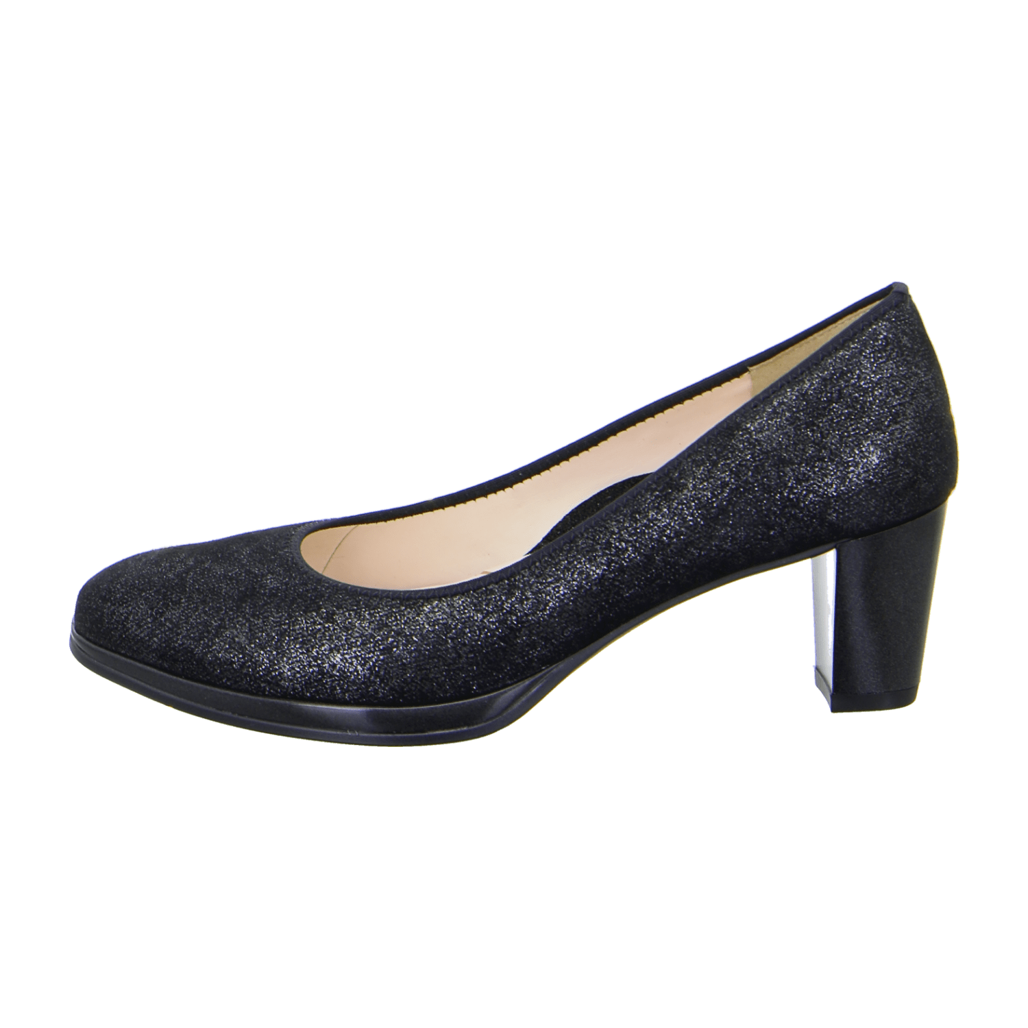 ARA Orly Women's Suede Pumps Black Round Toe Slip-On Pumps with Leather Lining