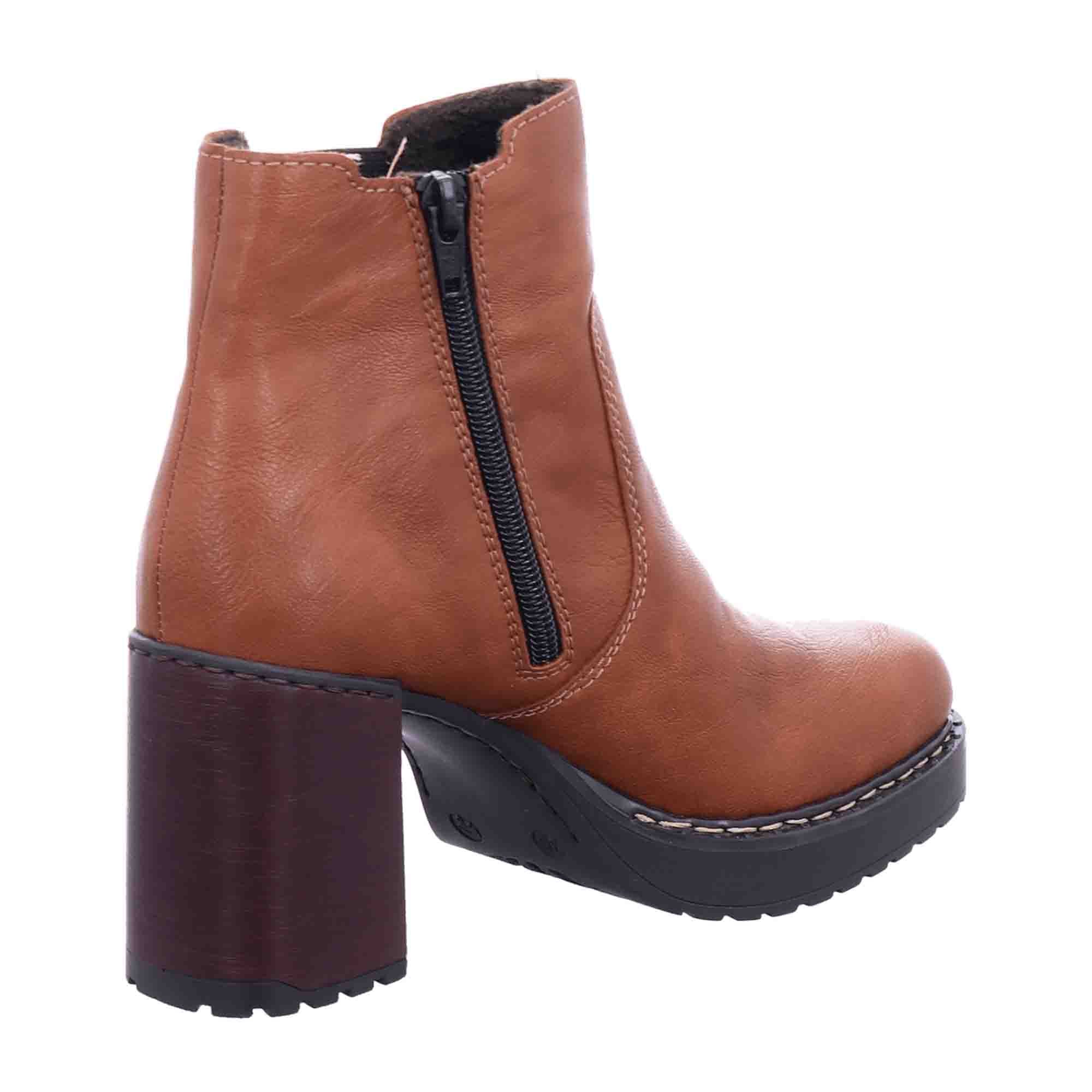 Rieker Brown Women's Boots with Block Heel and Round Toe for Fall/Winter