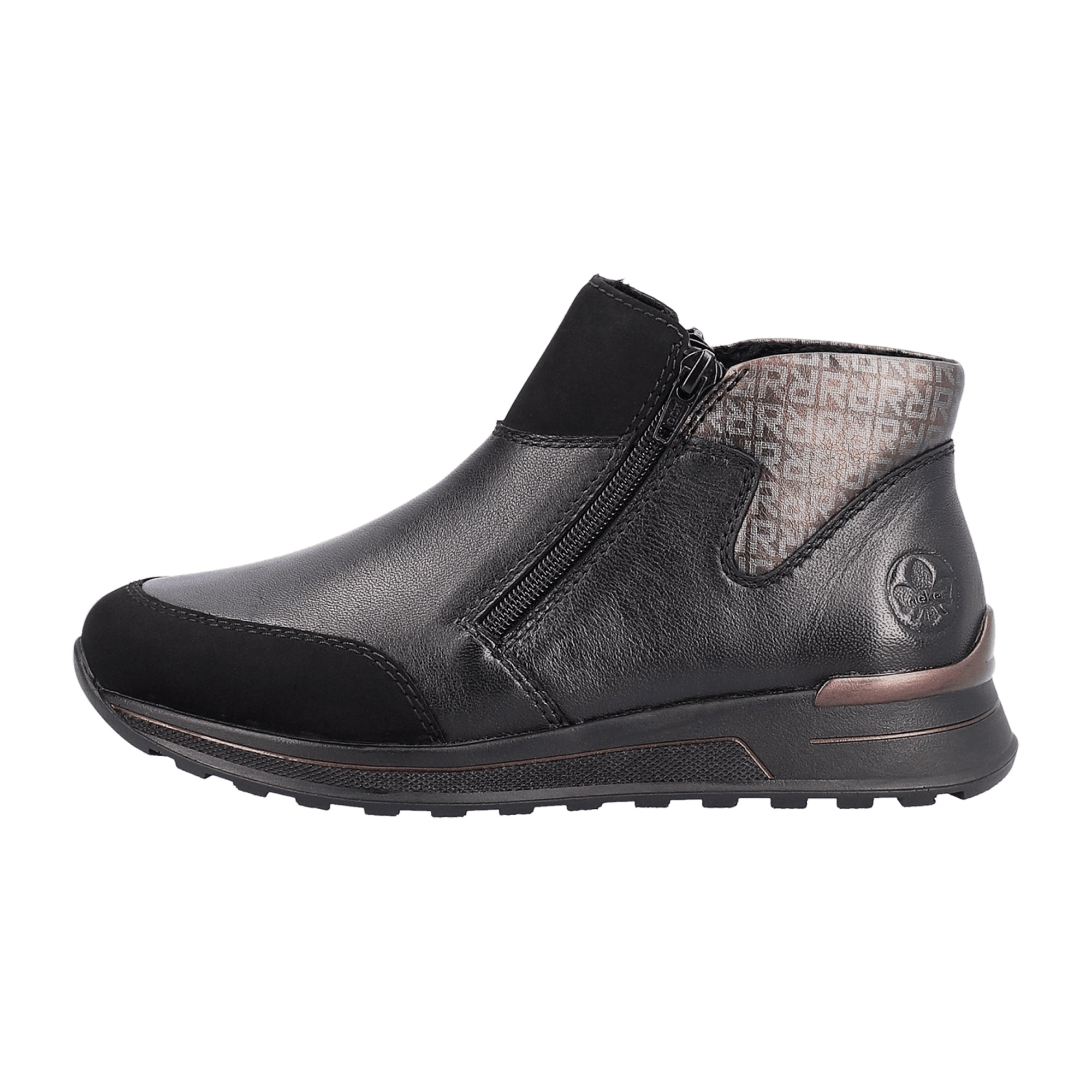 Rieker HWK Women's Black Leather Boots with Removable Insole and Warm Lining