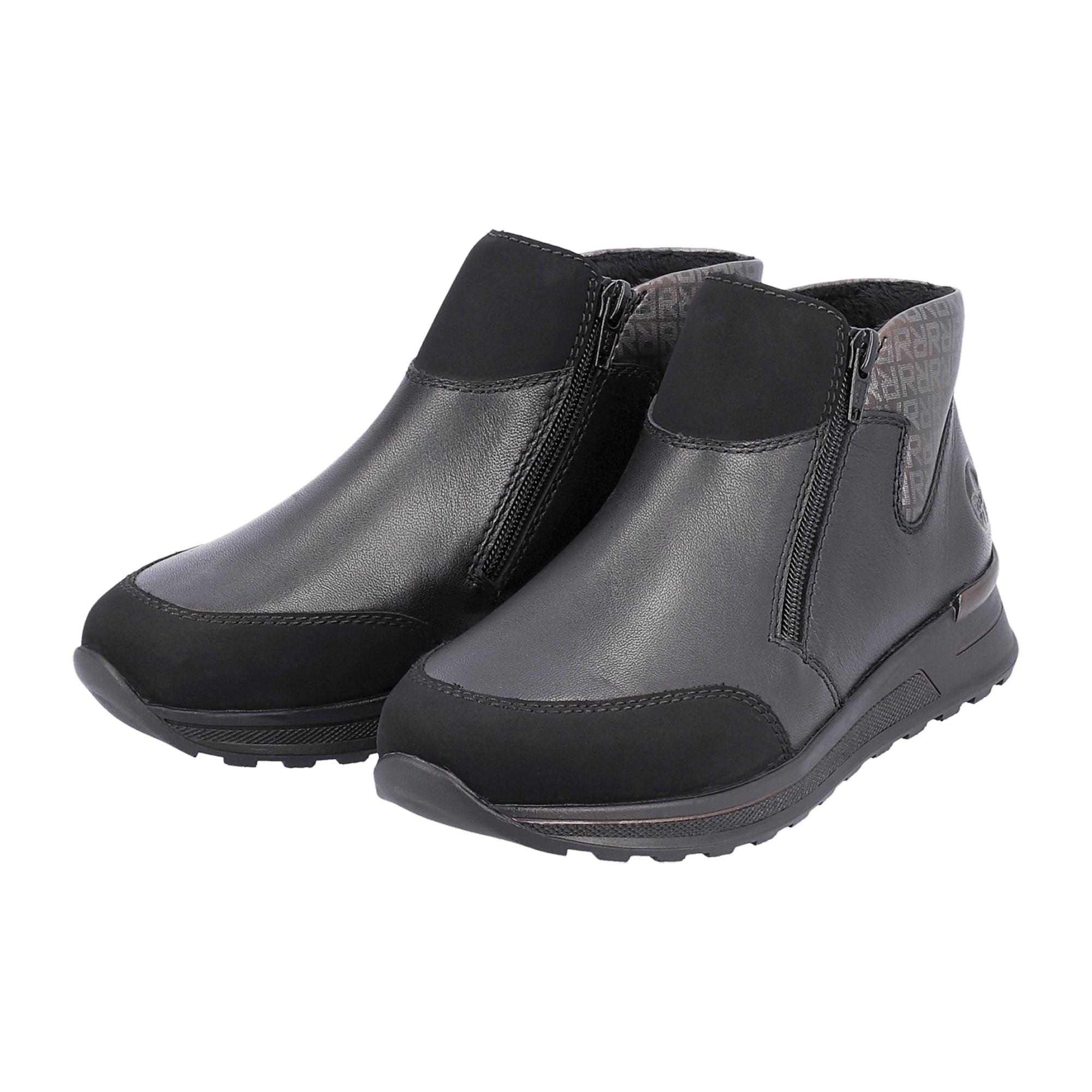 Rieker HWK Women's Black Leather Boots with Removable Insole and Warm Lining