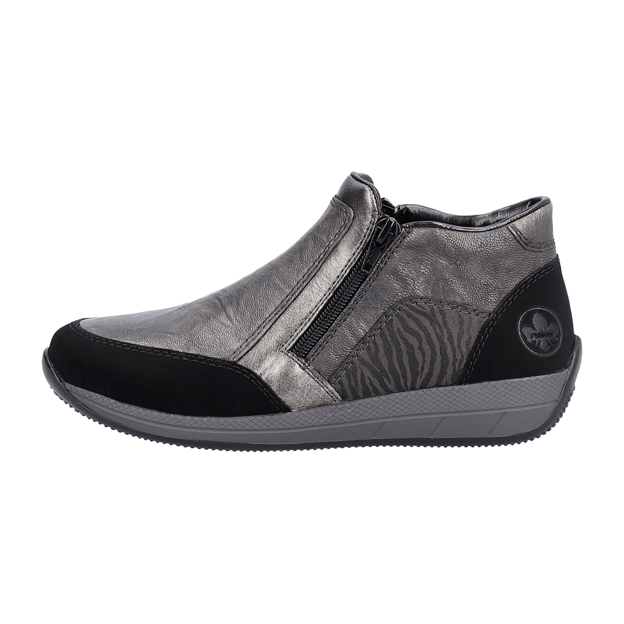 Rieker N1152-42 Women's Grey Comfortable Wide Fit Shoes for Fall Winter