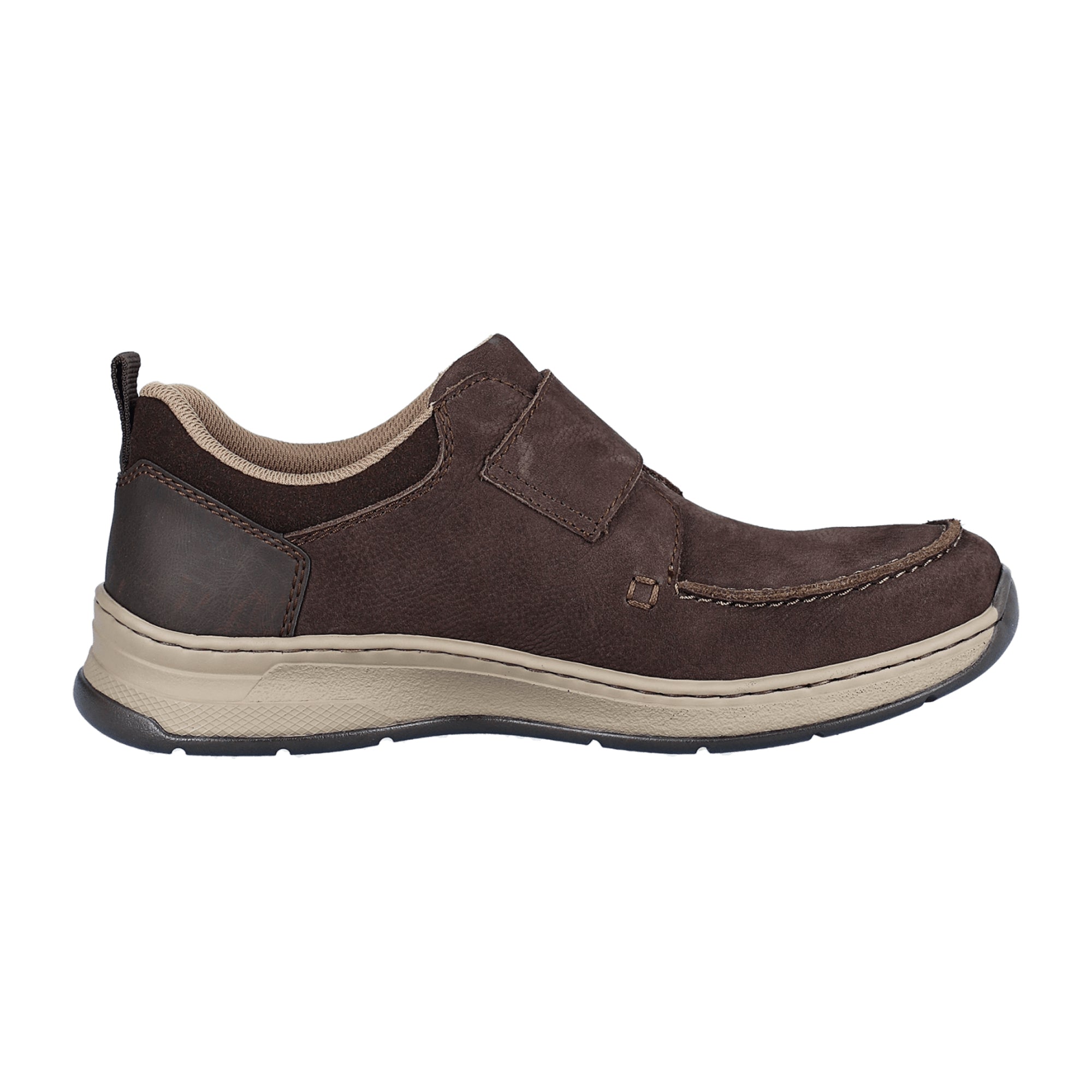 Rieker Brown Men's Leather Casual Shoes with Velcro Closure