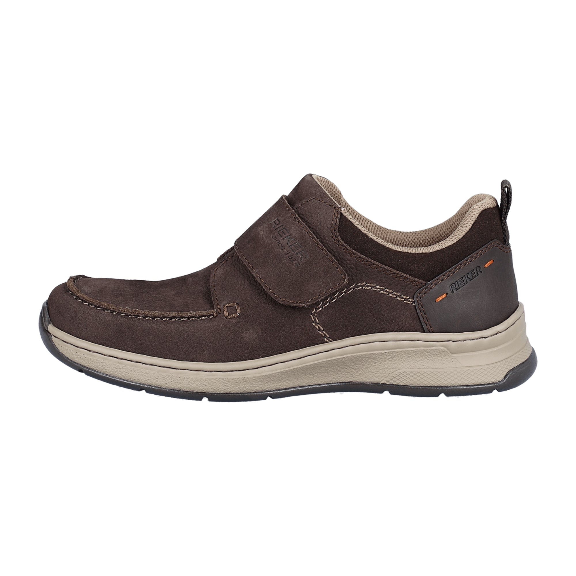 Rieker Brown Men's Leather Casual Shoes with Velcro Closure