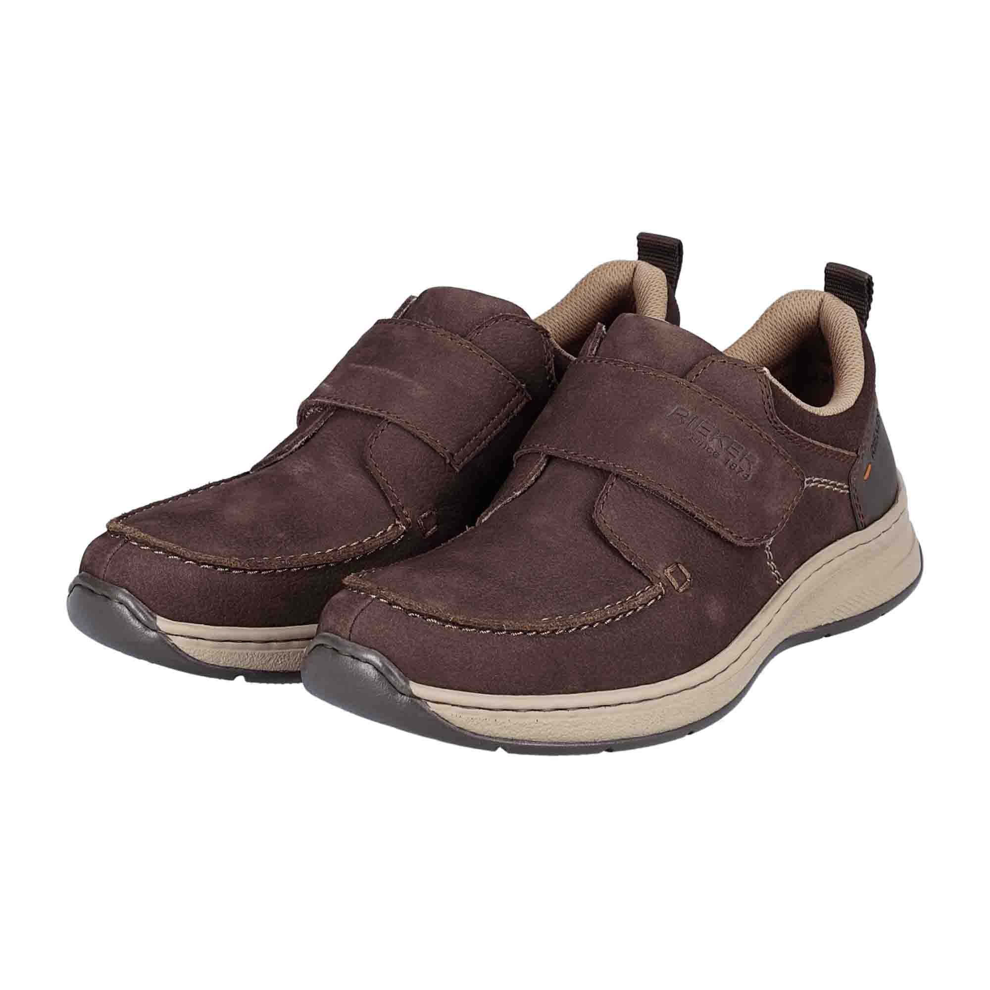 Rieker Brown Men's Leather Casual Shoes with Velcro Closure