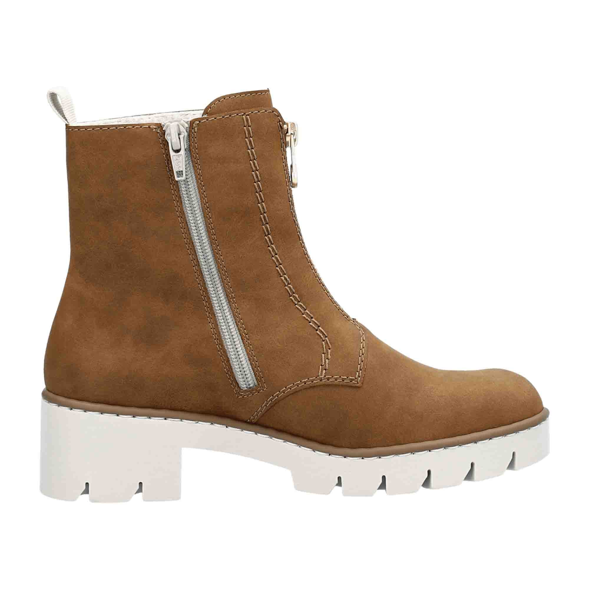 Rieker HWK Brown Women's Boots with Zipper for Fall Winter Synthetic Material