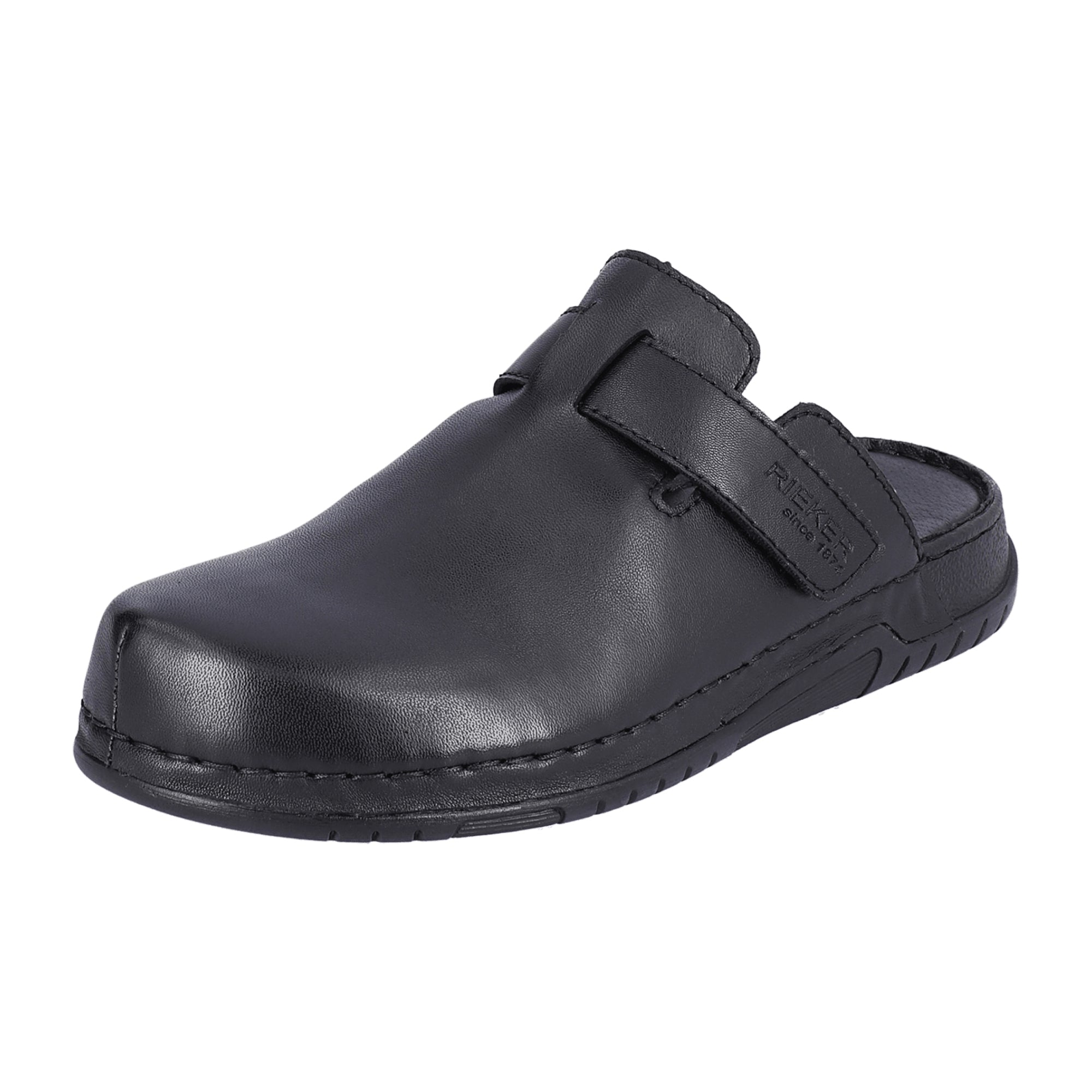 Rieker Men's Black Leather Sandals with Buckle Closure for Summer