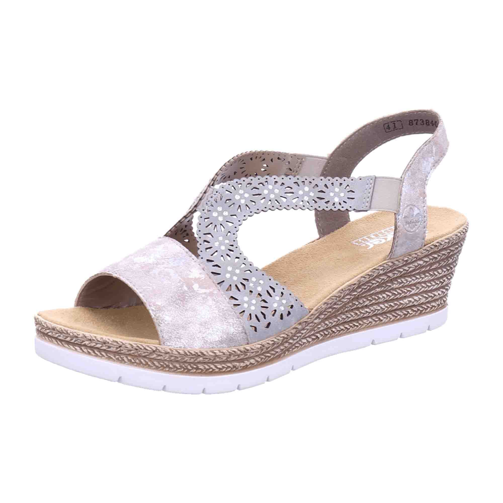 Rieker Women's Wedge Sandals Gray Spring Summer Comfortable Casual Shoes
