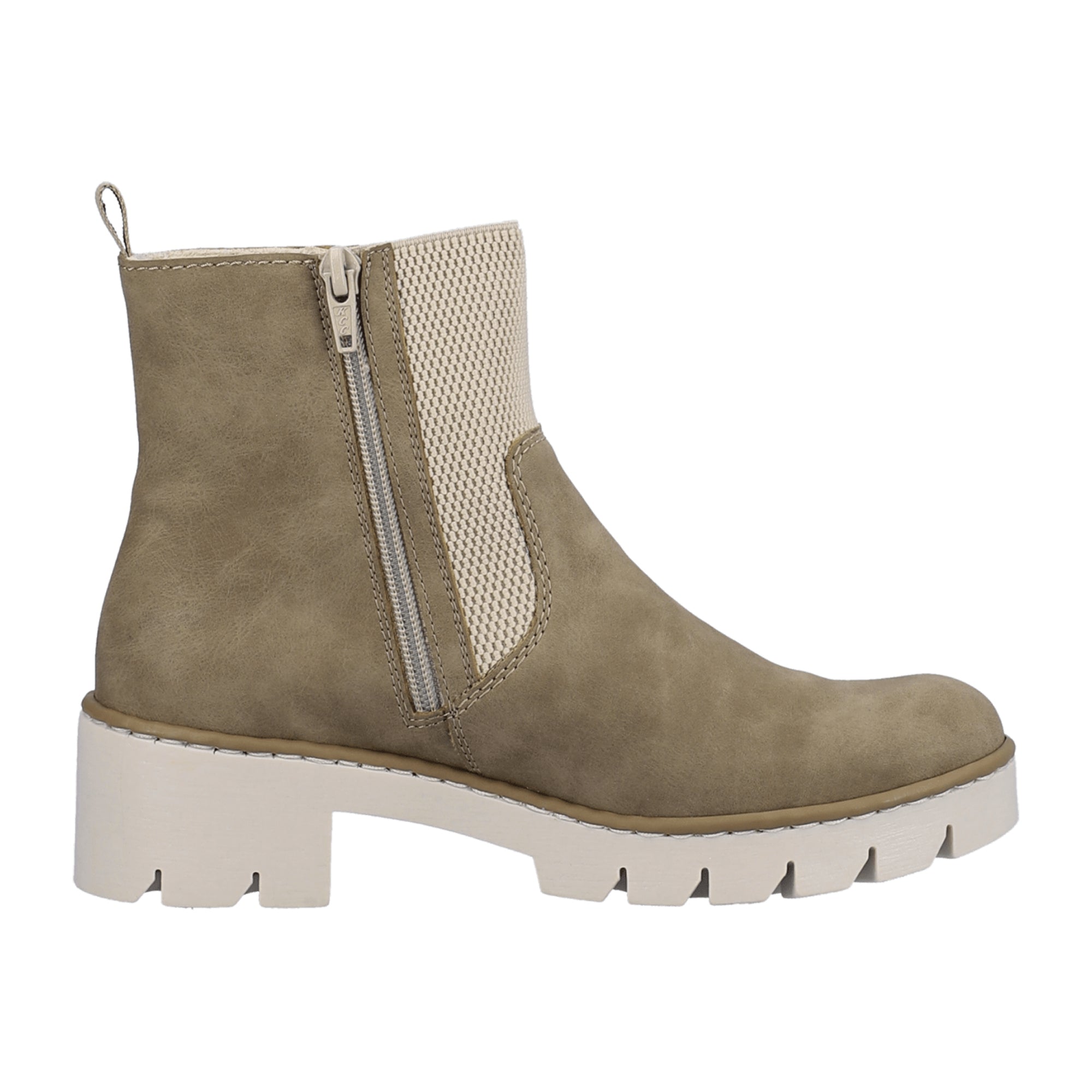 Rieker Women's Green Ankle Boots with Block Heel and Zip Closure