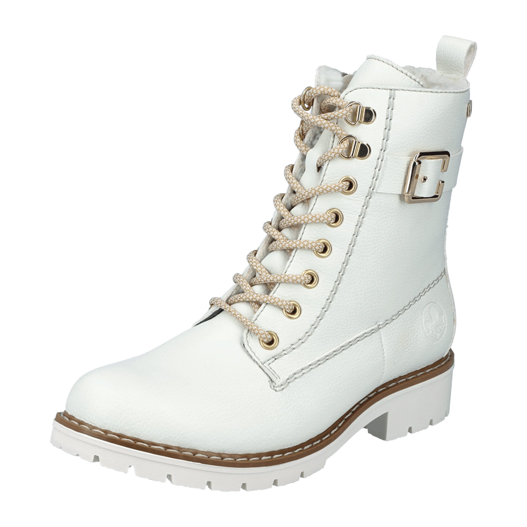 Rieker Women's White Boots Y912680 Warm Lined with Inner Zipper for Winter
