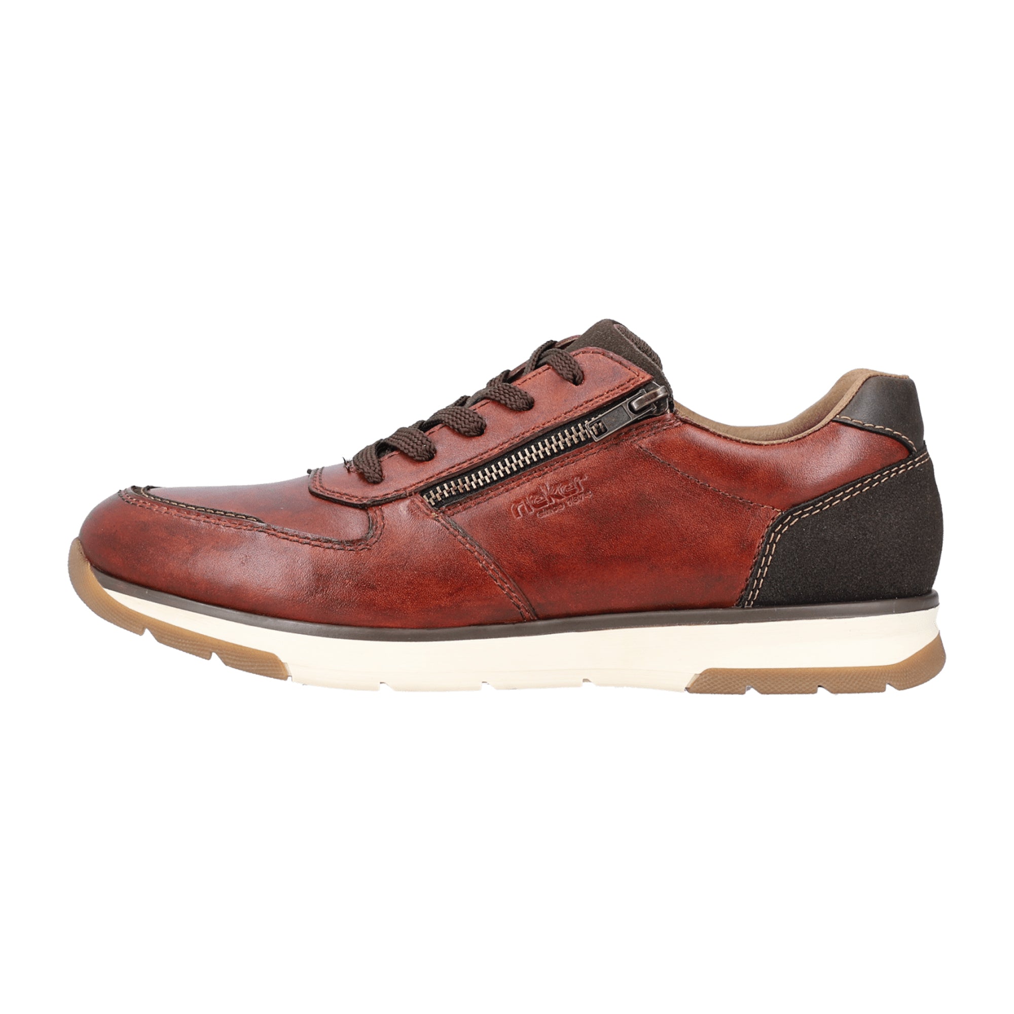 Rieker Men's Brown Leather Dress Shoes with Laces and Zipper