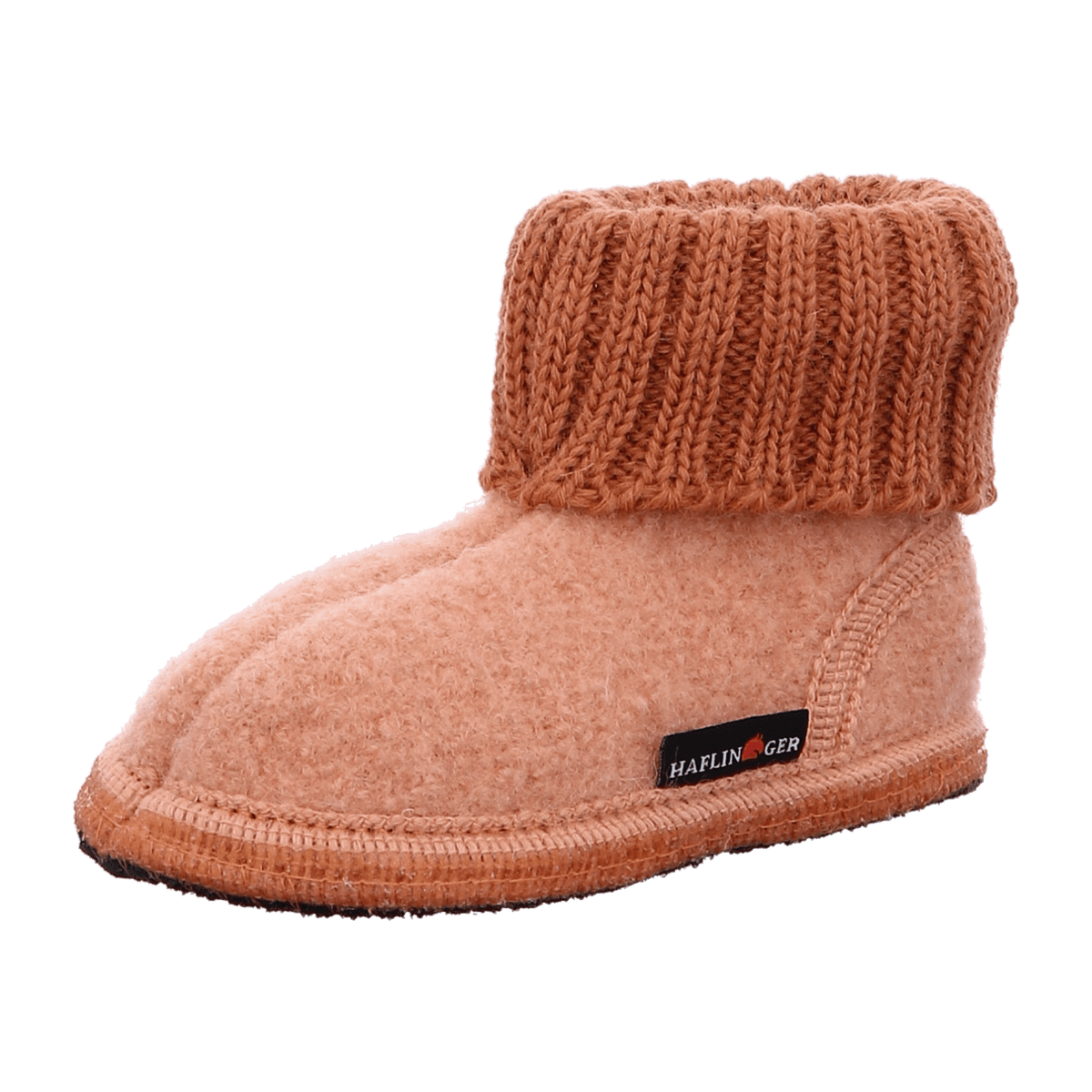 HAFLINGER Karl Wool Felt Slippers - House Shoes with Collar Rosé Antique