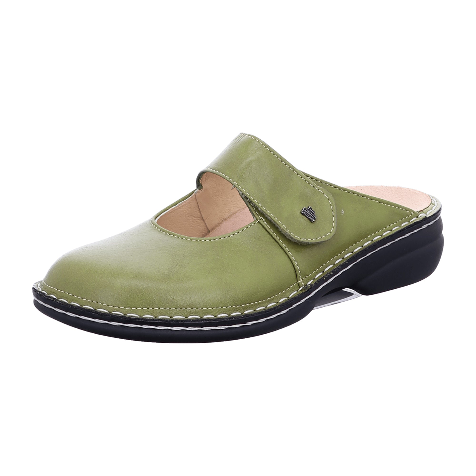 Finn Comfort Stanford Women's Clogs Green Leather Slip-Resistant Com