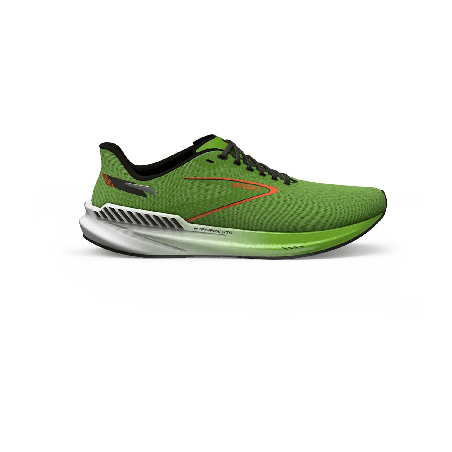 Brooks Men's Hyperion GTS Running Shoes in Green Gecko/Red Orange/White Mesh with Lace-Up Closure