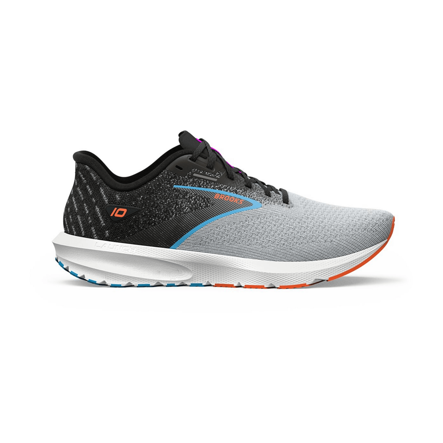 Brooks Launch 10 Men's Running Shoes Black Lace-Up Mesh Synthetic Upper Breathable Lining Rubber Sole