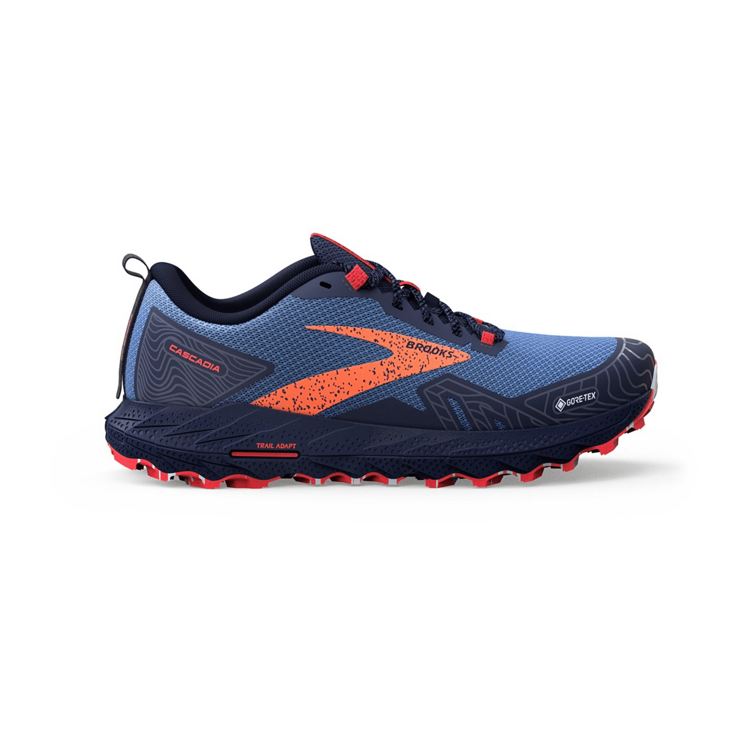 Brooks Women's Cascadia 17 GTX Trail Running Shoes in Navy/Bittersweet/Peacoat - Textile Upper with Rubber Outsole