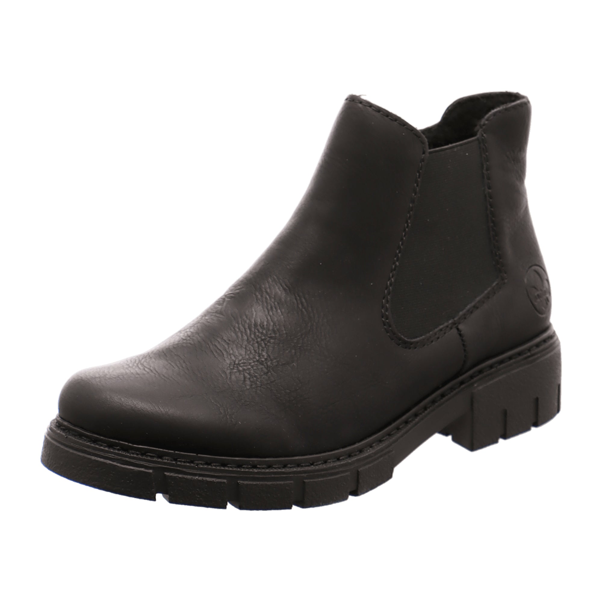Rieker Women's Black Ankle Boots Slip-On Faux Leather Winter Shoes